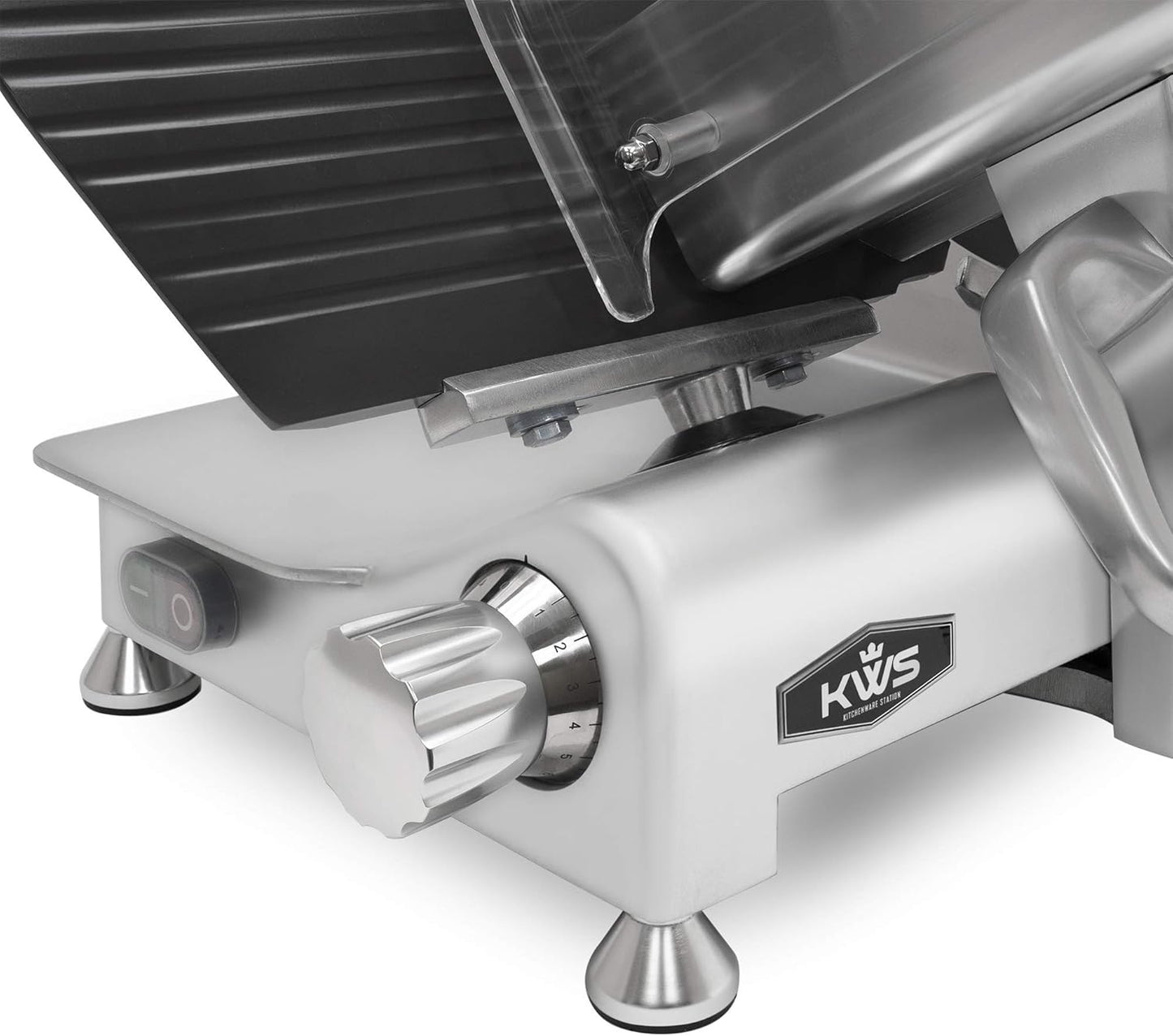 KWS MS-12ET Metal Collection Commercial 420W Electric Meat Slicer 12-Inch with Non-sticky Teflon Blade & Extended Back Space, Frozen Meat/Cheese/Food Slicer Low Noises [ ETL, NSF Certified ]