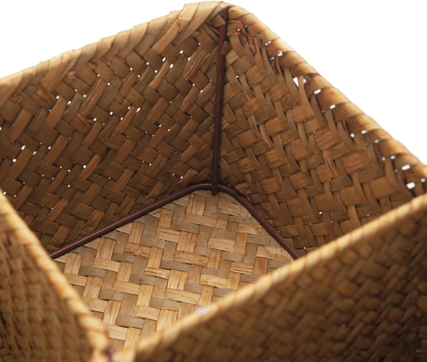 Tea Bag/Sugar Packet Holder, Coffee Station Condiment Organizer, Seagrass Storage Basket, Wicker Rattan Divided Basket Organizer for Drawer/Shelf/Countertop