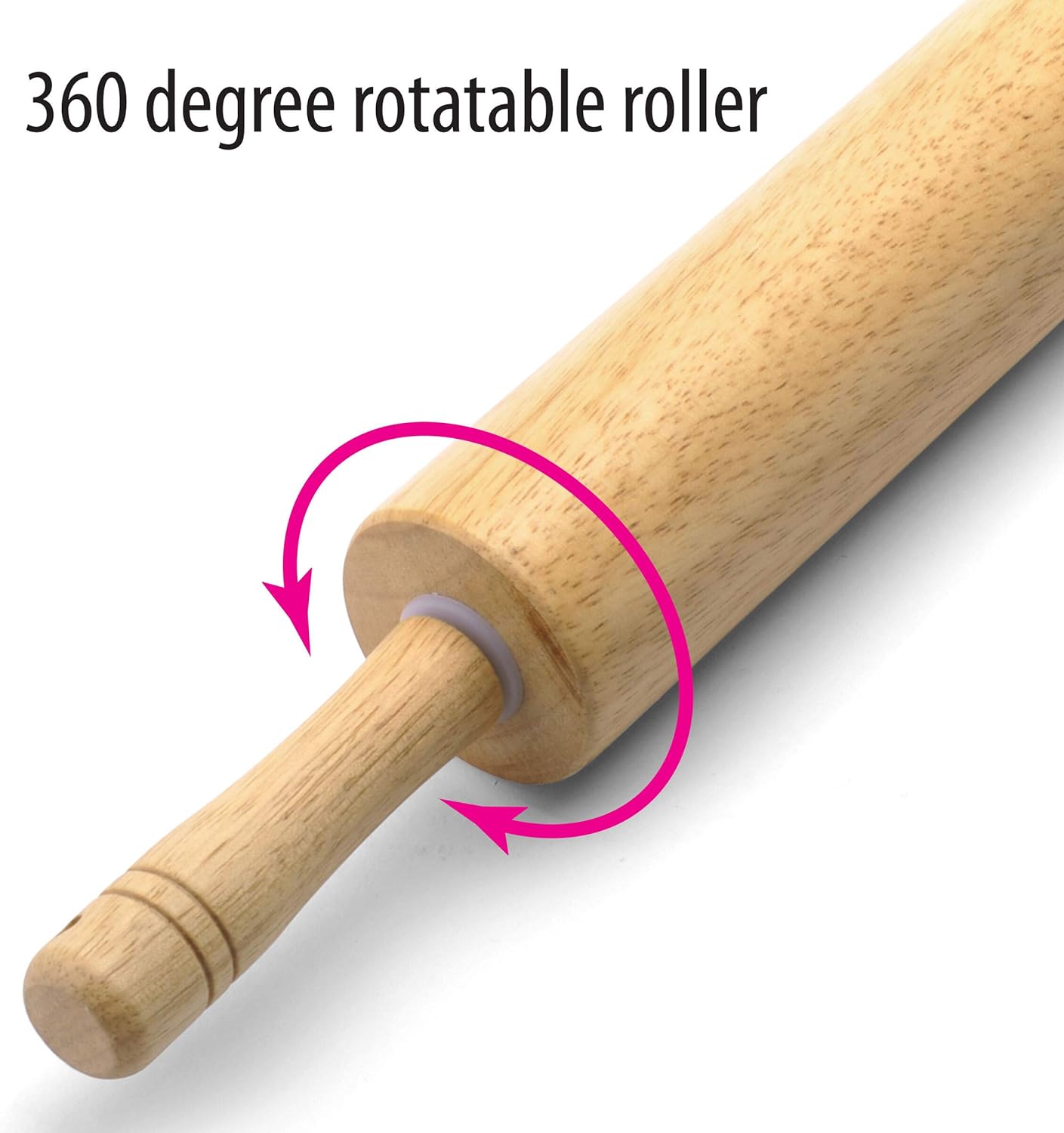 FARBERWARE Classic Wood Rolling Pin, 18-Inch Hardwood Dough Roller for Baking Pizza, Pies, Pastry and Cookies, Ergonomic Handles, Kitchen Essential