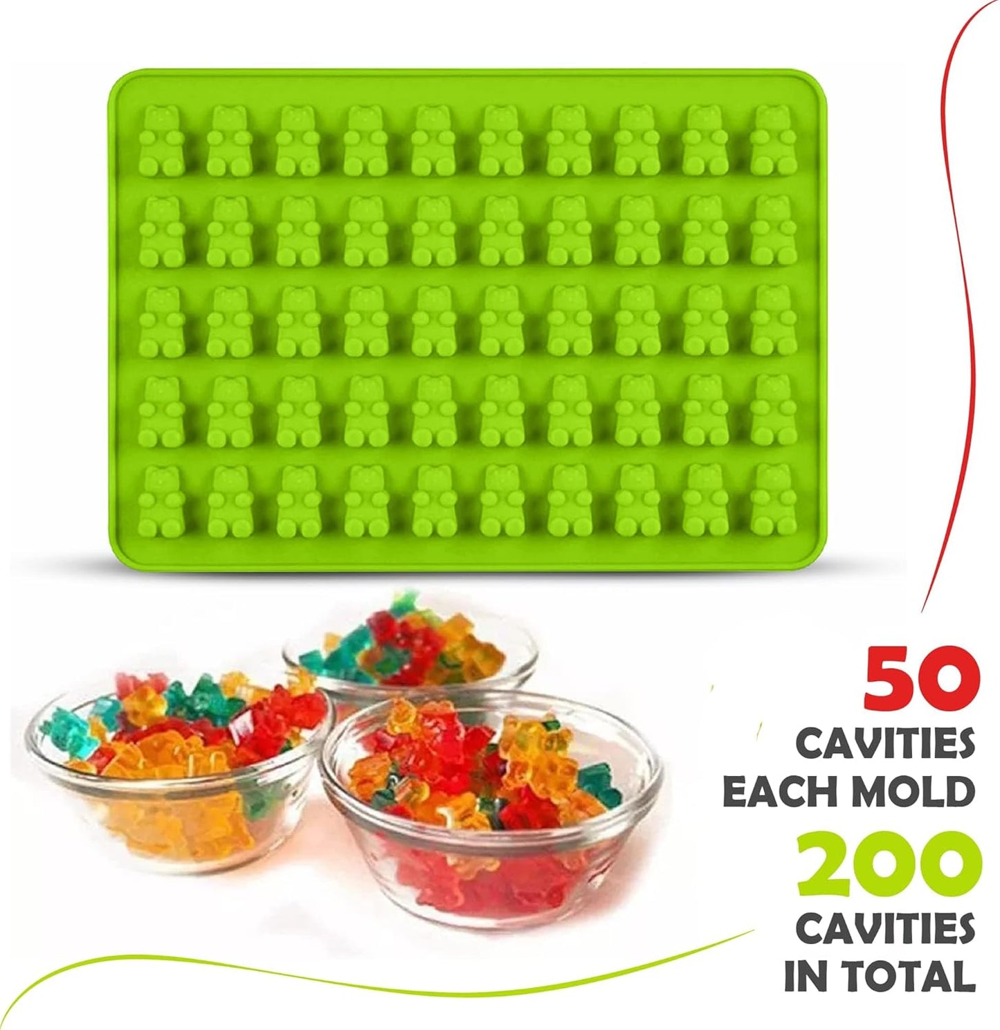 Gummy Bear Silicone Candy Molds - Set of 4 Gummy Bear Mold Trays with Dropper, Fun Making Gummy Bears with Non Stick Silicone Candy Molds, Perfect Silicone Molds for Gummy Bear Candy…