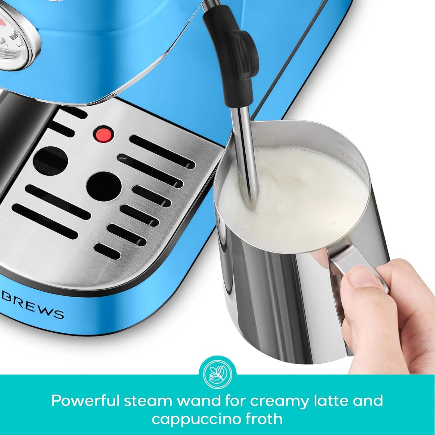 CASABREWS CM5418 Espresso Machine 20 Bar, Stainless Steel Espresso Maker with Milk Frother Steam Wand, Professional Coffee Machine with 34oz Removable Water Tank, Baby Blue