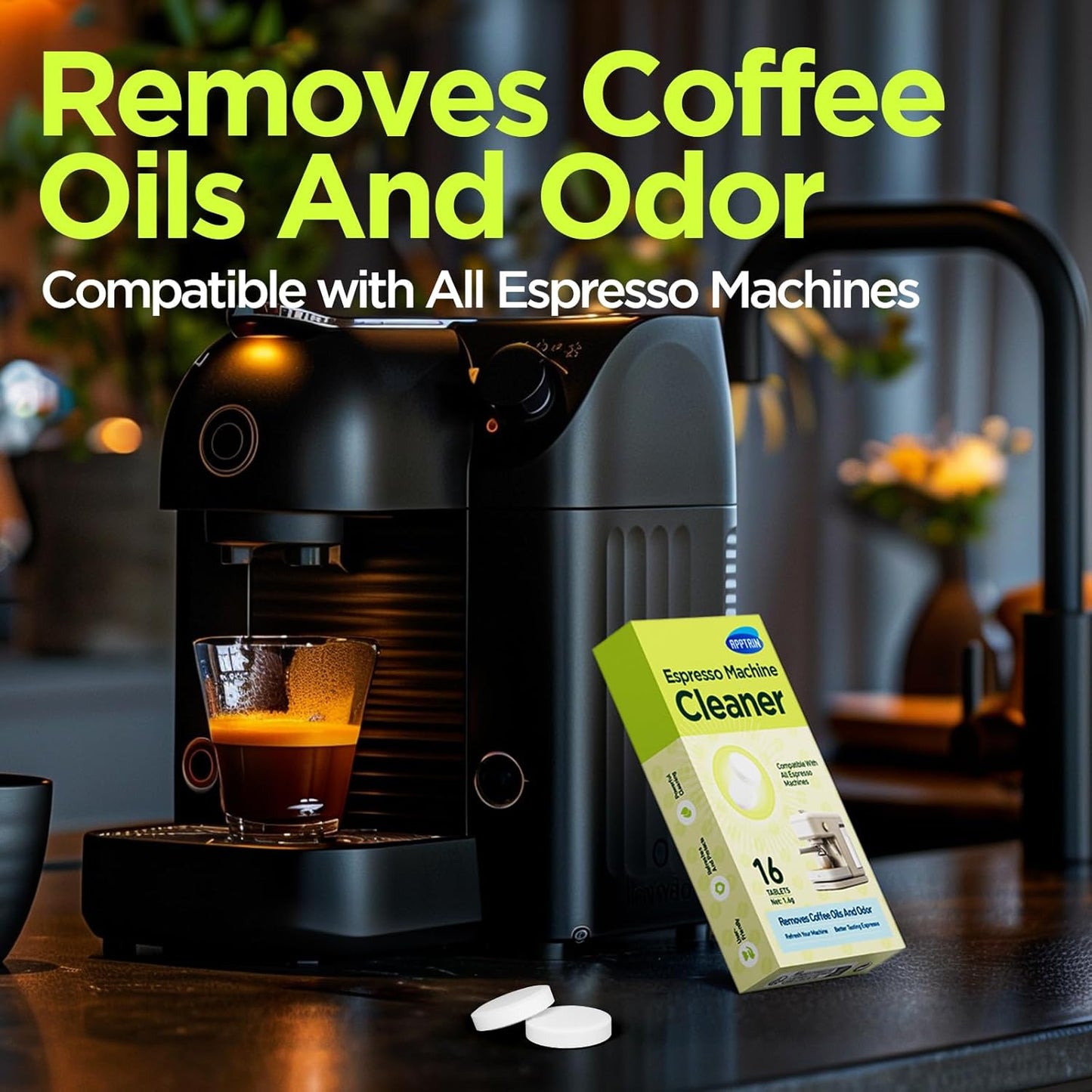 Espresso Machine Cleaning Tablets,16 Pack Coffee Machine Descaler Compatible with Breville, Gaggia, Delonghi, Jura, Coffee Oil Remover Tablets Suitable for use with all Espresso machines