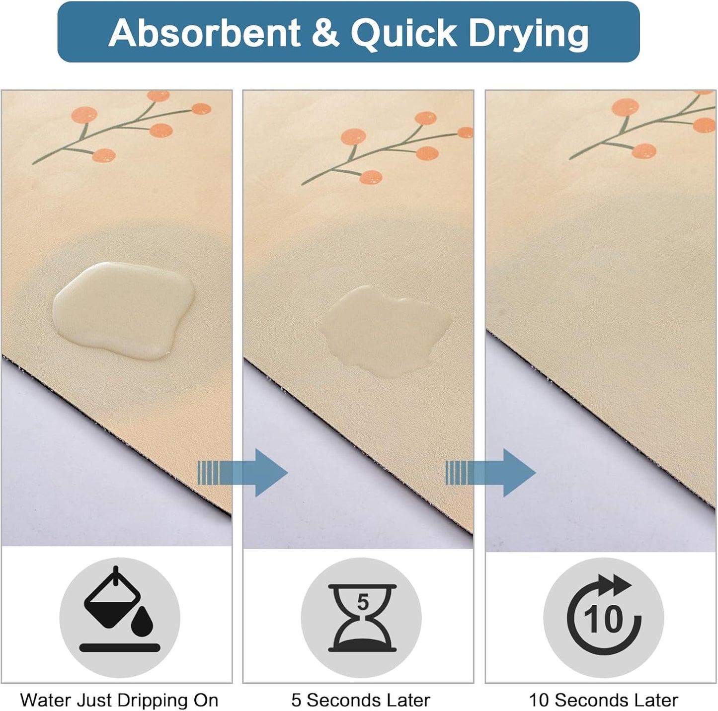 Cream Dish Drying Mat 16''x19'', Absorbent Anti Spill Bar Mat for Kitchen Counter, Fits Under Coffee Maker & Espresso Machine