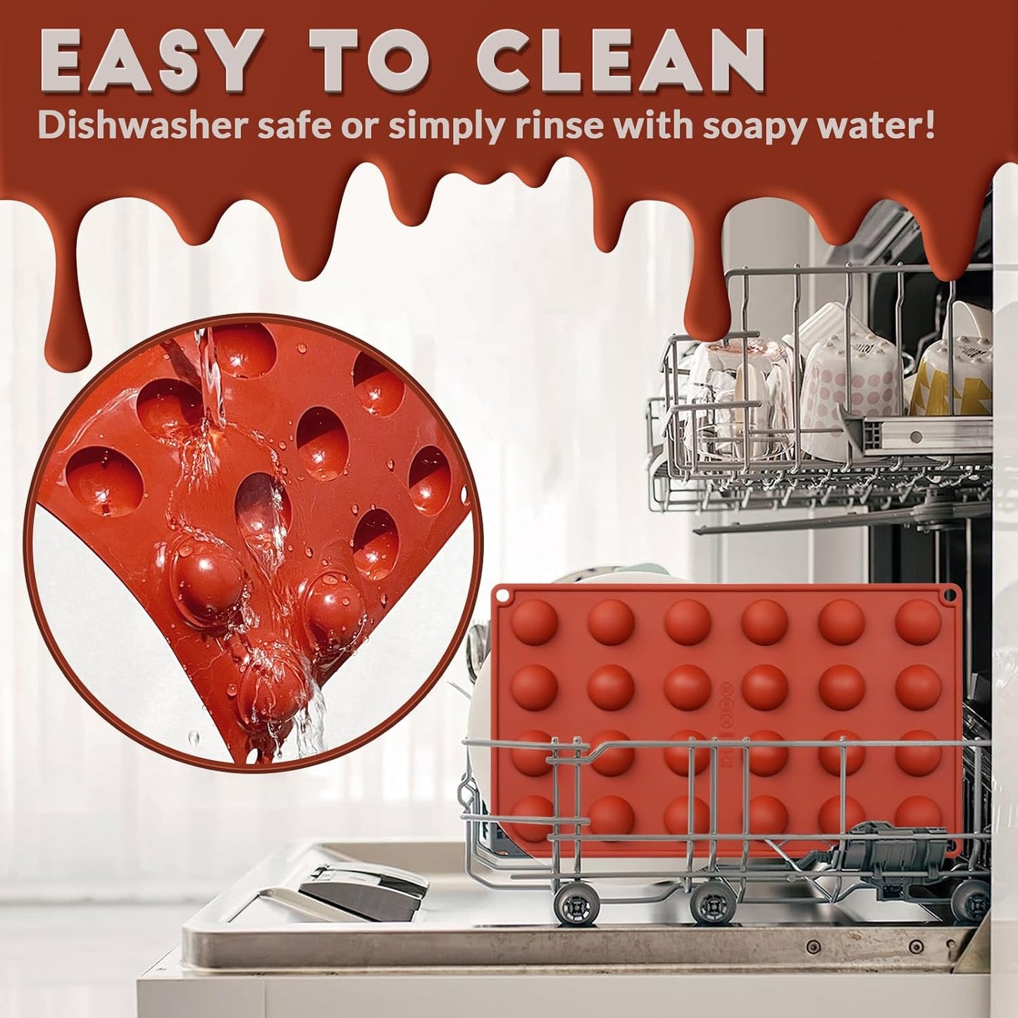 HKNMTT Silicone Semi-Sphere Molds 24 Cavities 2-Pack 1.2" for Chocolate Truffles Jelly Fat Bombs Gelatina, Small Baking Round Half Sphere Candy Moulds, Homemade Freeze Food Grade BPA Free Oven Safe