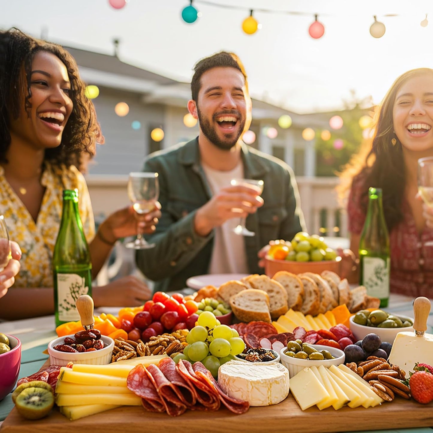 Nuenen 50 Pcs Wood Cutting Board with Handle 15.7 x 7.8 Inch Acacia Bamboo Wooden Serving Kitchen Chopping Boards for Pizza, Bread, Cheese, Charcuterie, Fruit, Vegetables (Bamboo)