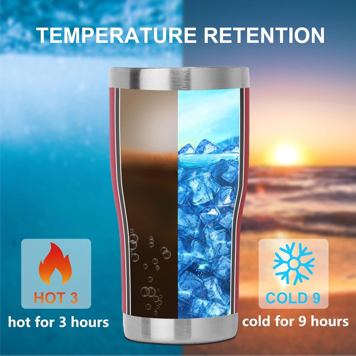 DOMICARE 20oz Tumbler with Lid Stainless Steel Tumblers Bulk, Double Wall Vacuum Insulated Coffee Travel Mug Powder Coated Tumbler, 4 Pack Red