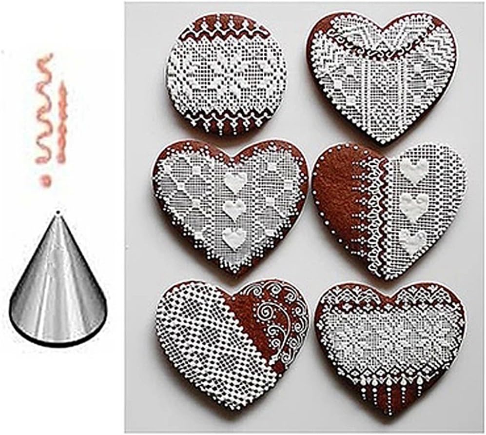Cake Decorating Set, 5 Pieces Stainless Steel Icing Piping Nozzles Tips Kit - Christmas Holiday Birthday Anniversary Wedding Cupcakes Cakes Cookies Dessert Candy Pastry DIY Making Tools #5