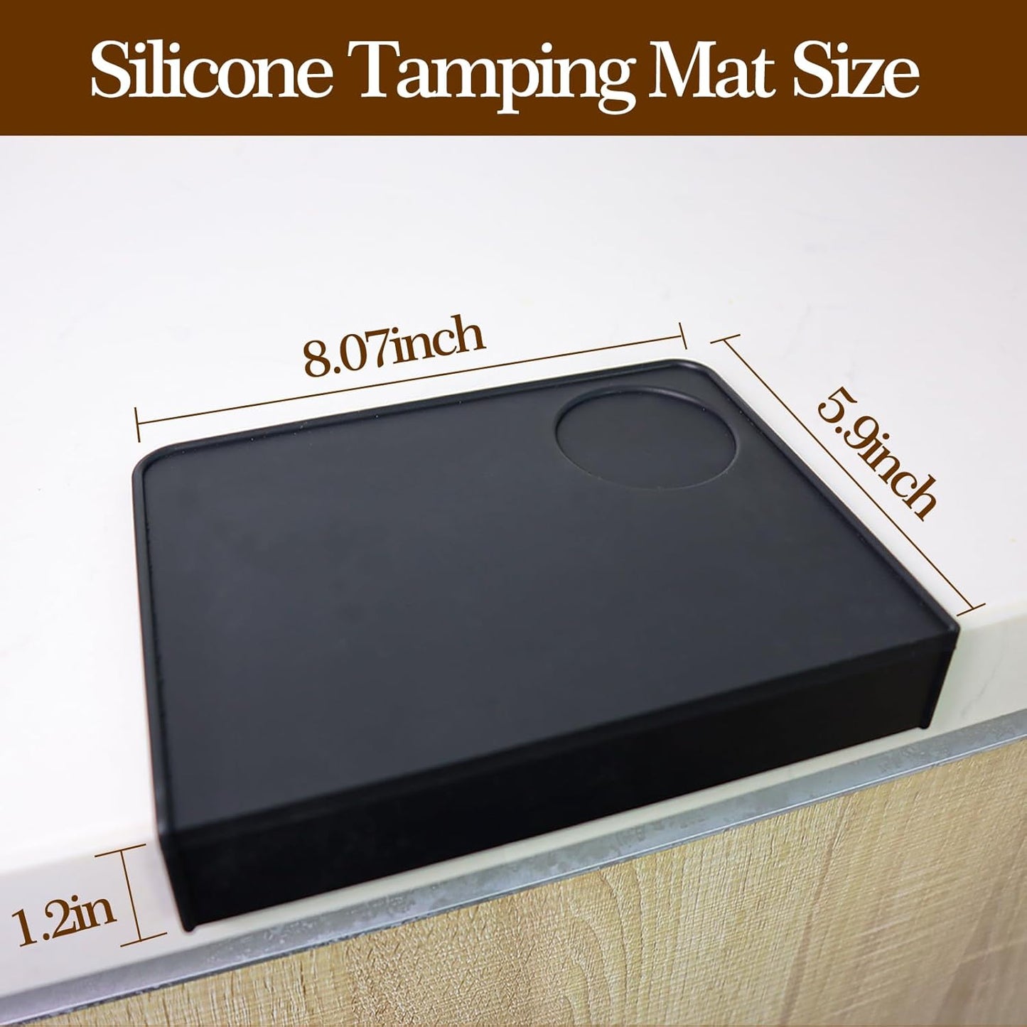 Espresso Tamping Mat 8"x6" – Compact Non-Slip Silicone Tamper Mat, Food-Grade Coffee Tamping Station for Home Baristas, Essential Espresso Accessories