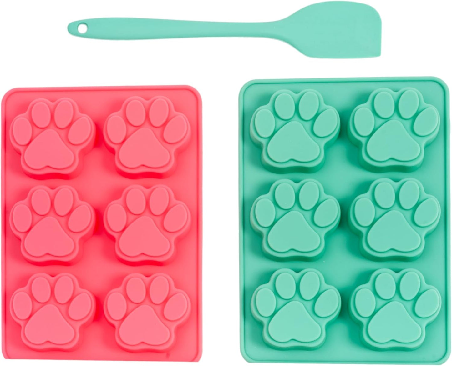 Country Living 3-Piece Silicone Baking Kit – Includes 2 Baking Trays (6-Cavity Paw Print Mold) & Spatula – Non-stick Silicone for Homemade Dog Treats, Candy, Chocolate, & Ice Cubes