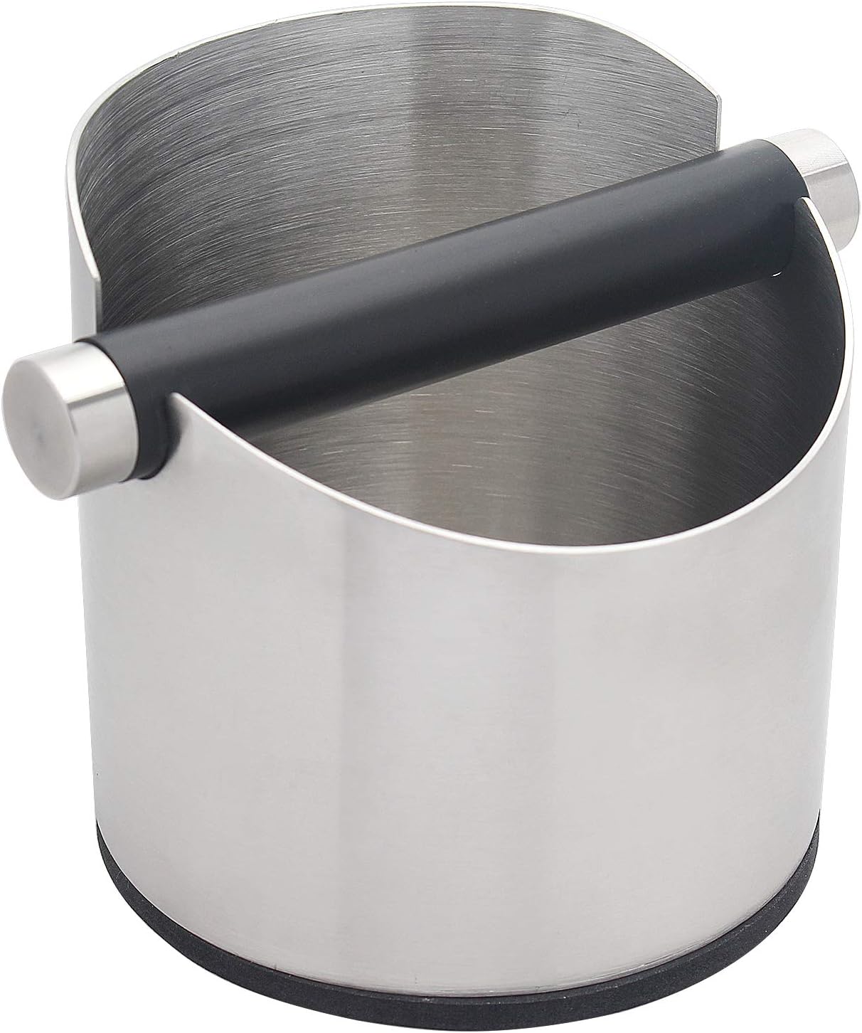 Espresso Knock Box, Stainless Steel Coffee Grounds Knock Box, With Removable Knock Bar and Non-Slip Rubber Base (Silver)