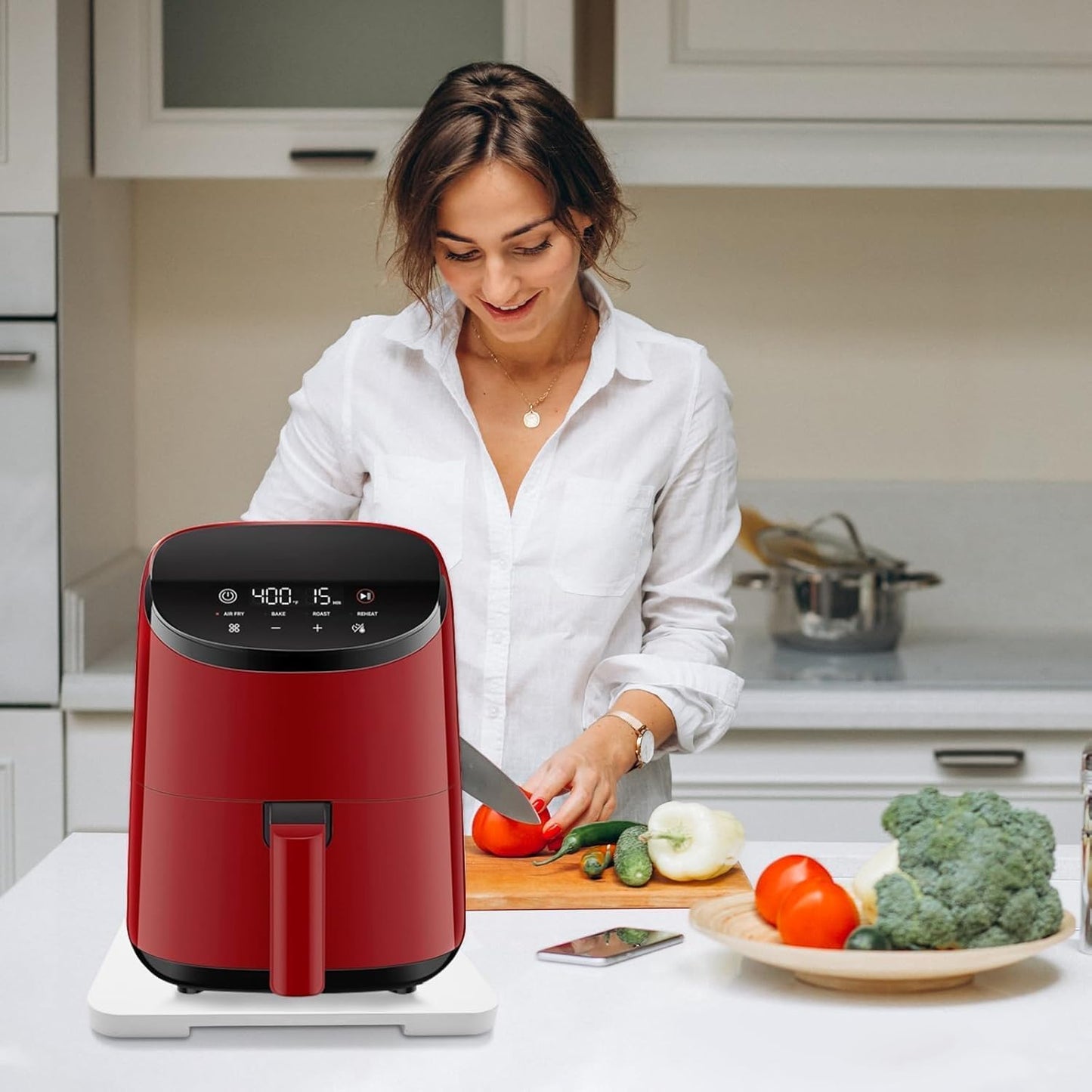 360° Rolling Tray Bamboo Appliance Slider, Appliance Sliders for Kitchen Appliances Sliding Tray for Coffee Maker Appliances Mat Easily from Under The Cabinet White(13.9"×9.4")