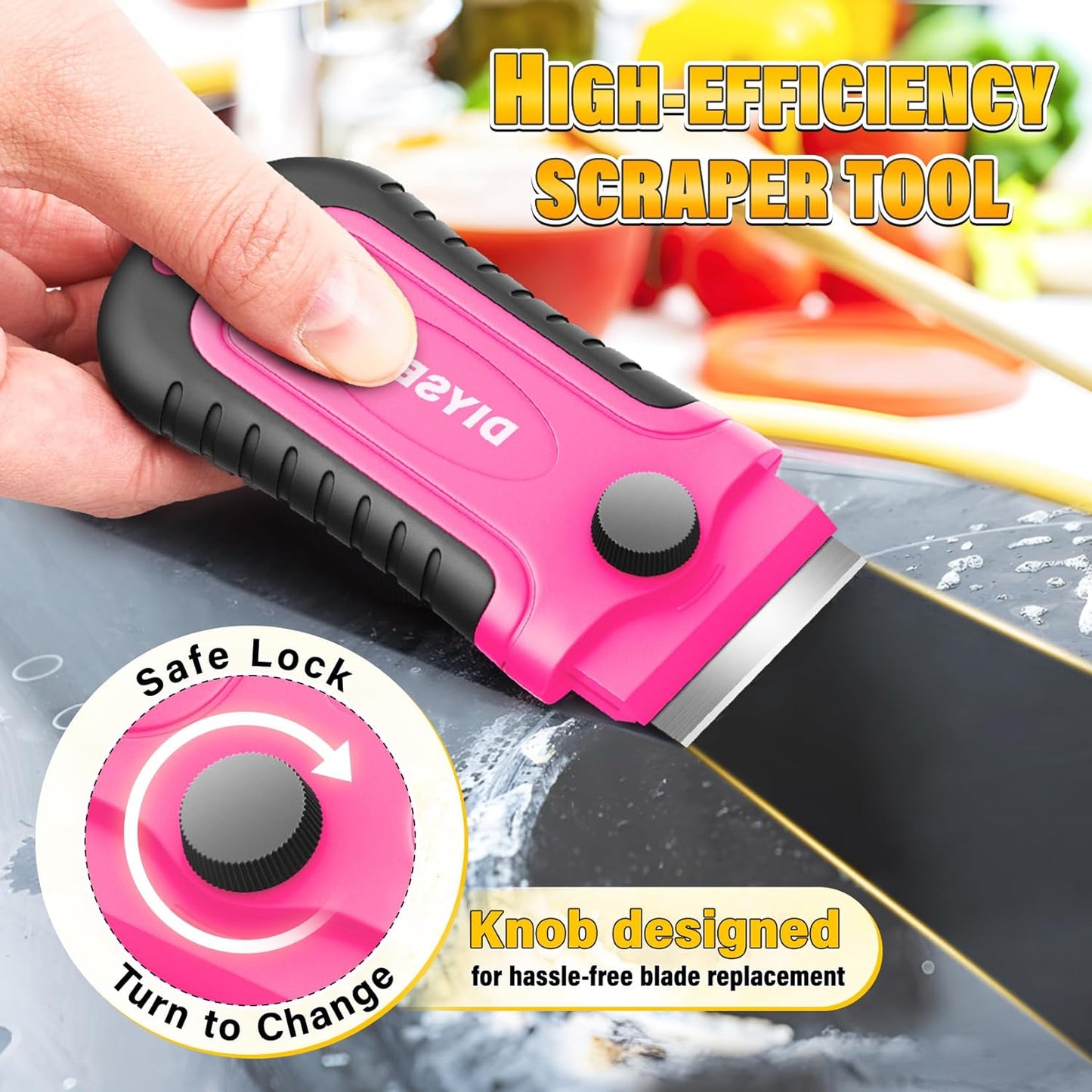 DIYSELF Razor Blade Scraper | 2 Pack Scraper Tool for Cleaning, Glass, Stickers | Paint Scraper | Heavy Duty Razor Scraper | Glass Scraper | 30 Pcs Single Edge Razor Blades for Scraping Included