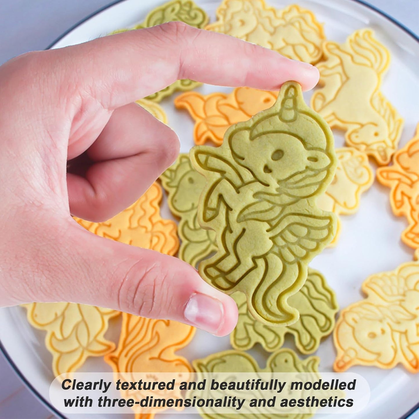 8 Pcs Unicorn Cookie Cutters Set Baking Molds 3D Unicorn Press type Cookie Cutter for Baking, Fondant, Cheese, and Pastries