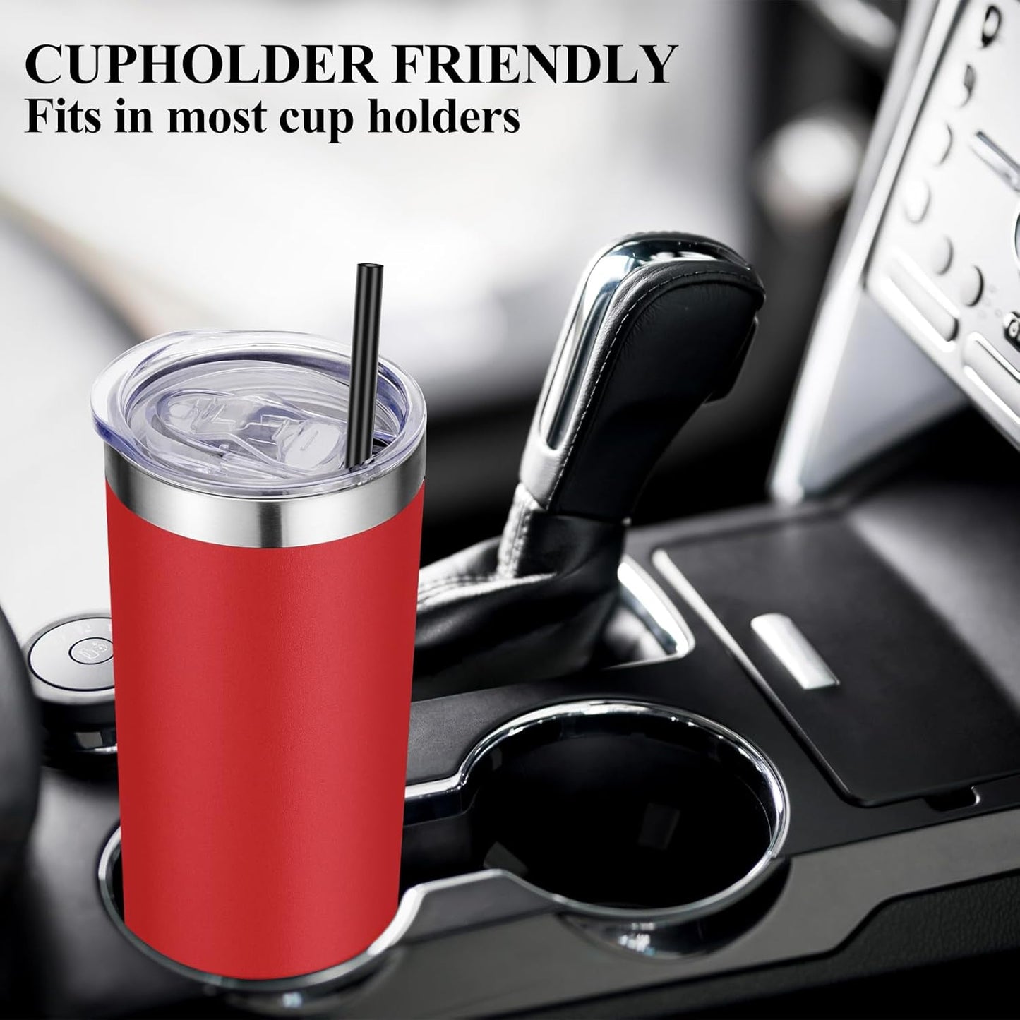 VEGOND 20 oz Stainless Steel Skinny Tumbler with Lids and Straws, 20oz Vacuum Insulated Slim Tumbler Cup, Double Wall Travel Tumblers Bulk for Cold Hot Drinks, Red 6 Pack