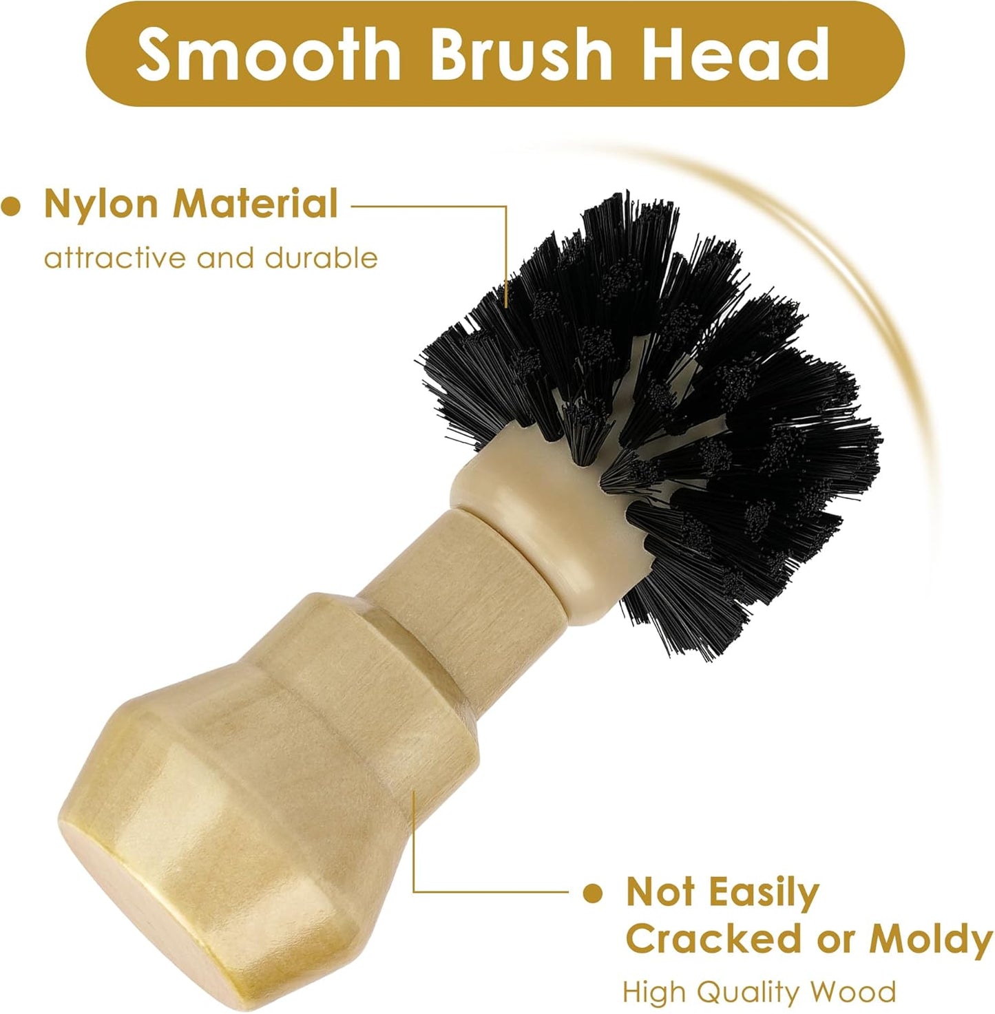 Espresso Machine Portafilter Brush - Nylon Bristle and Wooden Handle Coffee Grounds Remover, Compatible with 51MM and 54MM Portafilters, Professional Cleaning Tools