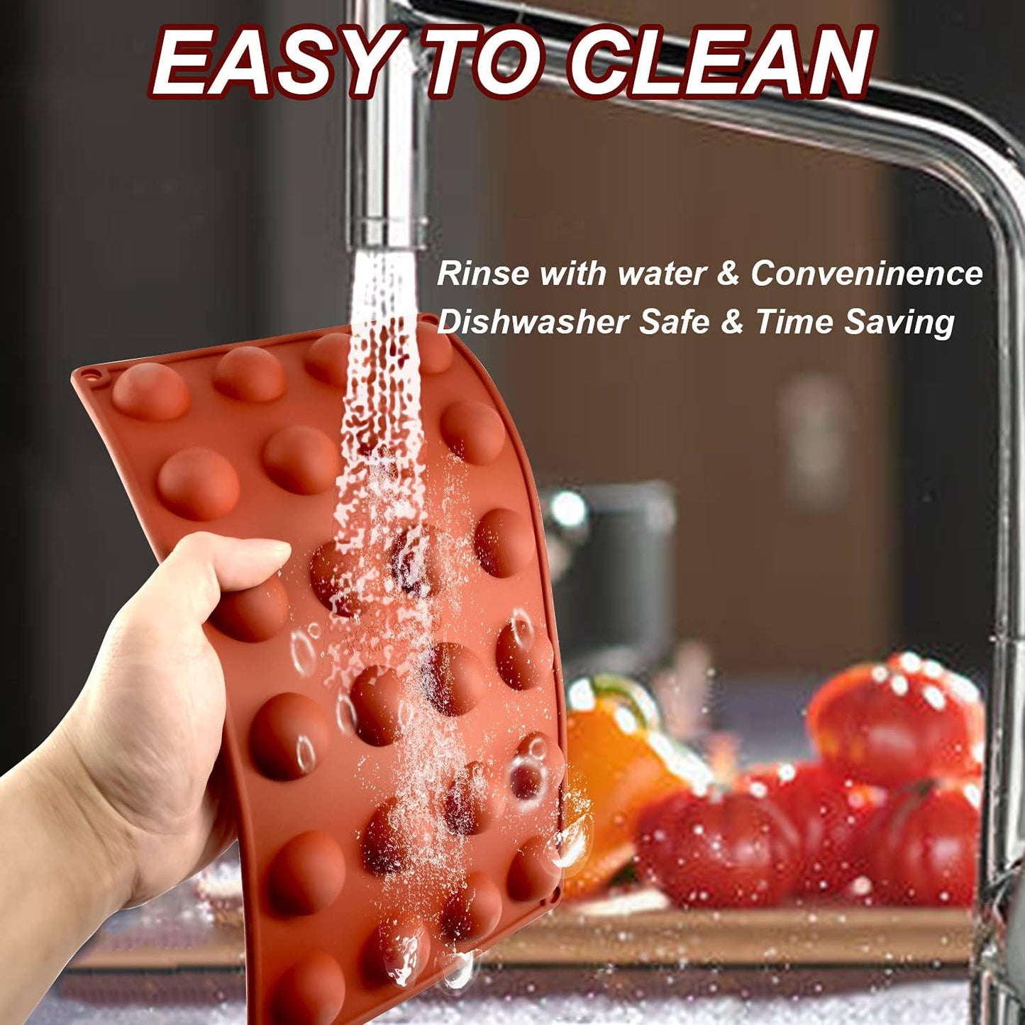 Mini 24-Cavity Semi Sphere Silicone Molds Non-Stick, 2 Packs Half Sphere Silicone Baking Molds for Making Jelly, Chocolates and Cake