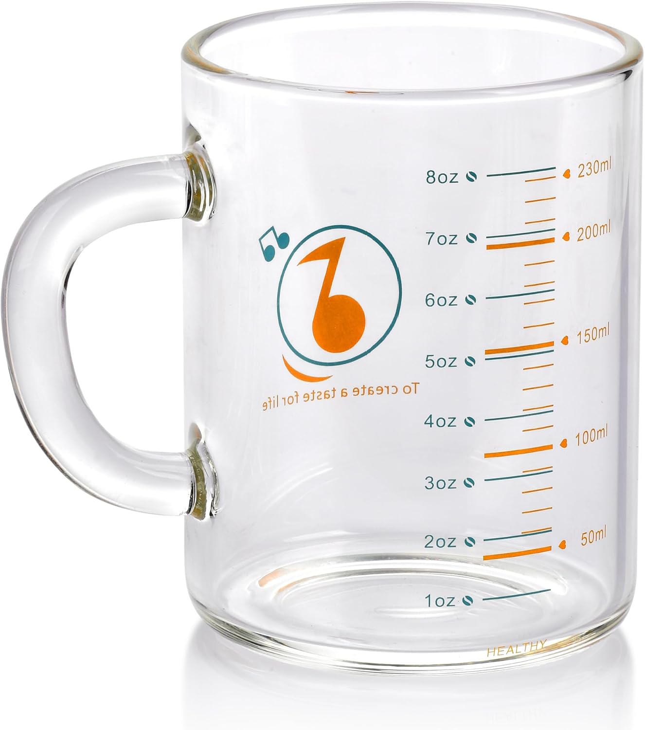 8 Oz Glass Measuring Cup Espresso shot glasses Clear Coffee Mugs for Hot or Cold Glass Expresso Small Coffee Cup with Glass Handle High Borosilicate Glass Cup (Colorful)