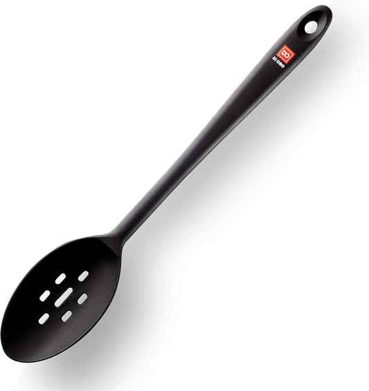 DI ORO Silicone Slotted Spoon - High Heat Silicone Spoon for Cooking & Serving - 600F Nonstick Safe - Dishwasher Safe (Black)