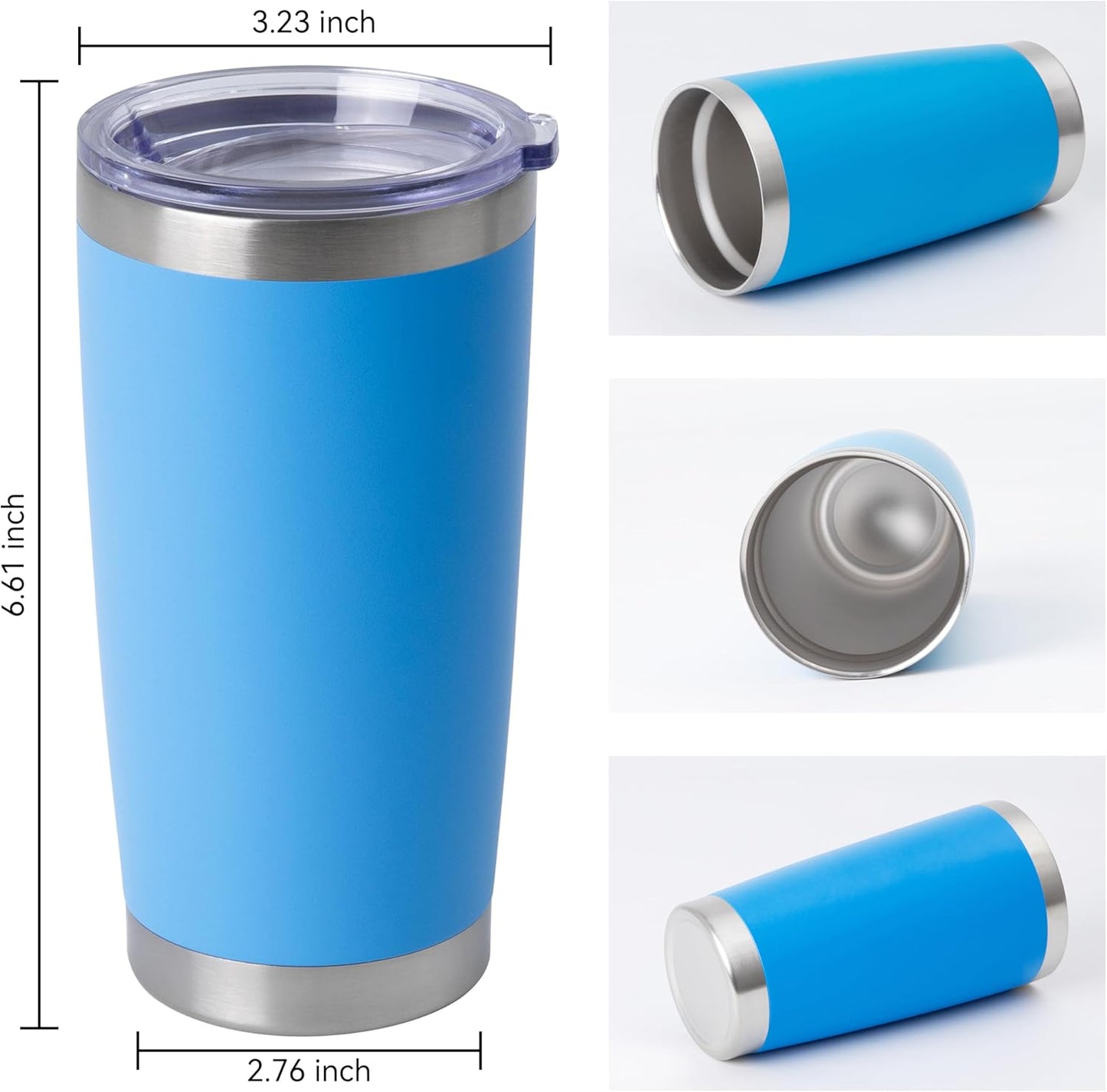 HASLE OUTFITTERS 20oz Stainless Steel Tumblers Bulk, Insulated Travel Cup with Lid, Double Wall Vacuum Coffee Mug for Cold & Hot Drinks 12 Pack, Royal Blue