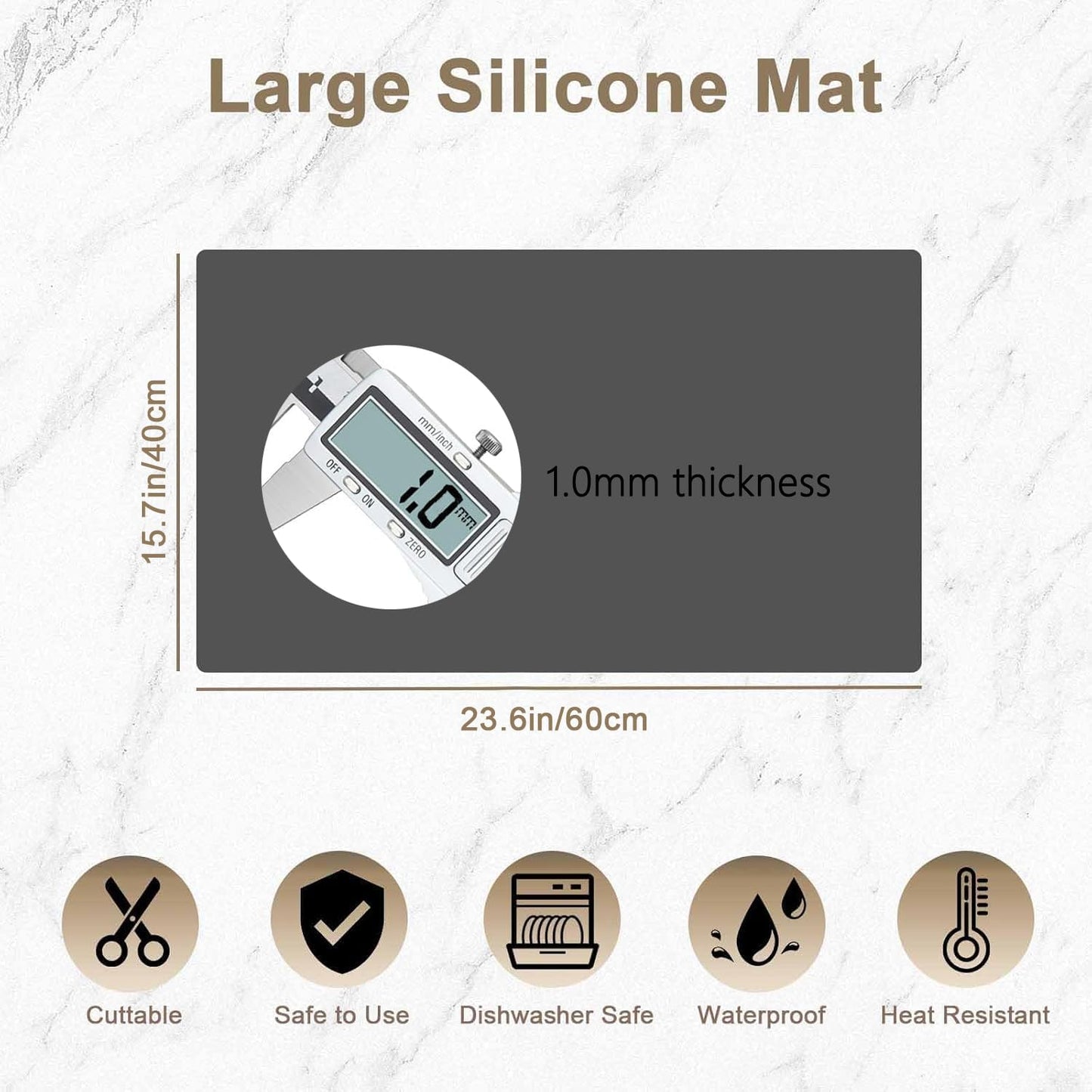 2 Pack 23.62"x15.74"(60cmx40cm) Silicone Kitchen Counter Mats, Heat Resistant Mat, Non-Slip Countertop Protector, Waterproof Nonstick Multipurpose Mat, Semitransparent