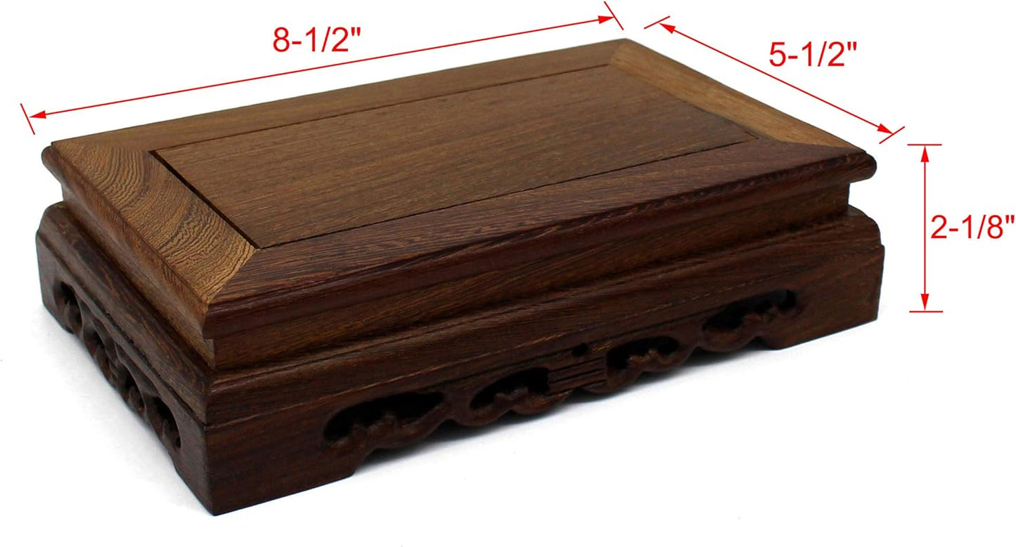 CVHOMEDECO. Primitives Rustic Rosewood Rectangle Display Stand Vase Pot Base Fishbowl Pedestal Stand. (8-1/2 Inch)