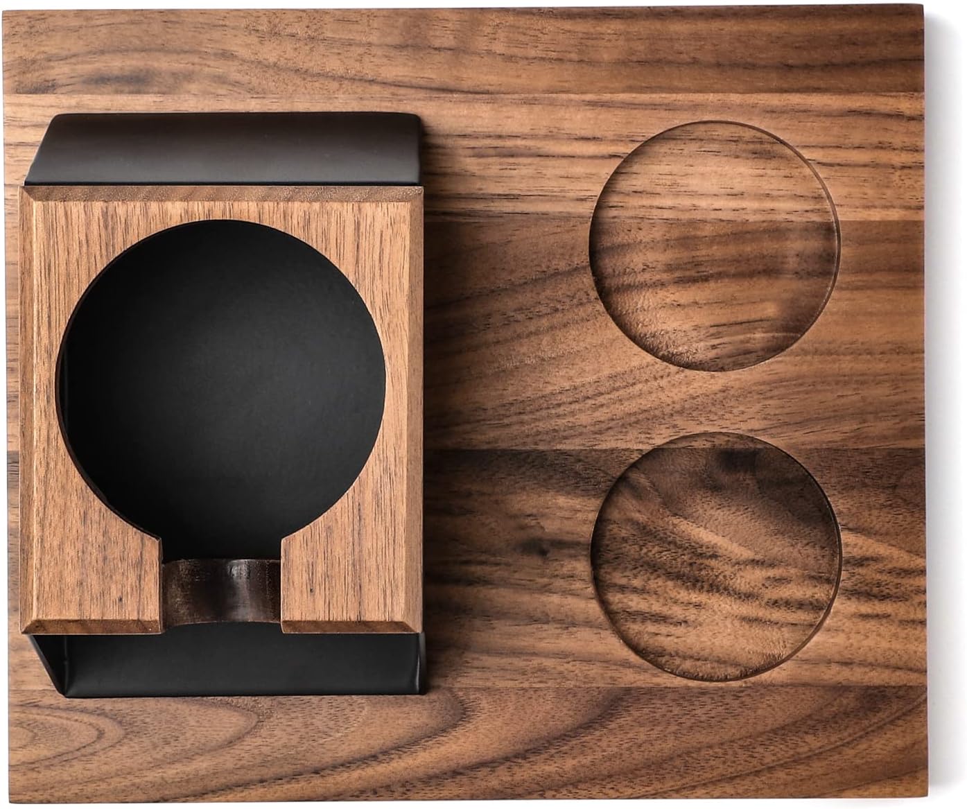 Espresso Tamper Station 58mm Wooden Espresso Tamper Holder Base Coffee Tamper Stand with 2 Coffee Puck Screen Accessories Organizer Box for 58mm Tamper and Distributor