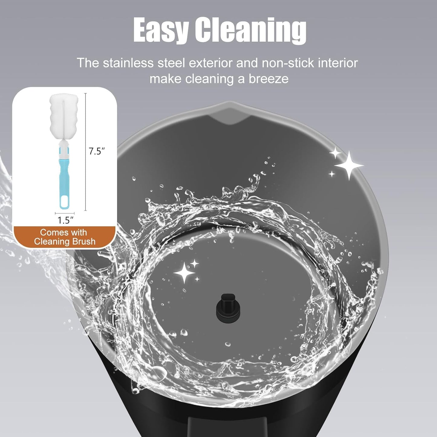 Milk Frother, 4-in-1 Milk Frother and Steamer, 13.5oz/400ml Automatic Hot and Cold Foam Maker and Milk Warmer, Electric Frother for Coffee, Latte, Cappuccino, Macchiato, Matcha(Black)