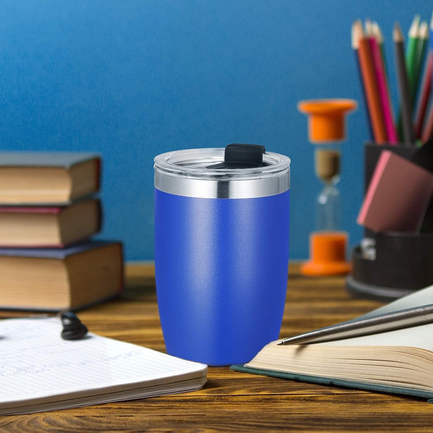 VEGOND Stainless Steel 12 oz Tumblers bulk Vacuum Insulated Double Wall Travel Tumbler with Lid and Straw Reusable Tumbler, Royal Blue 12 pack