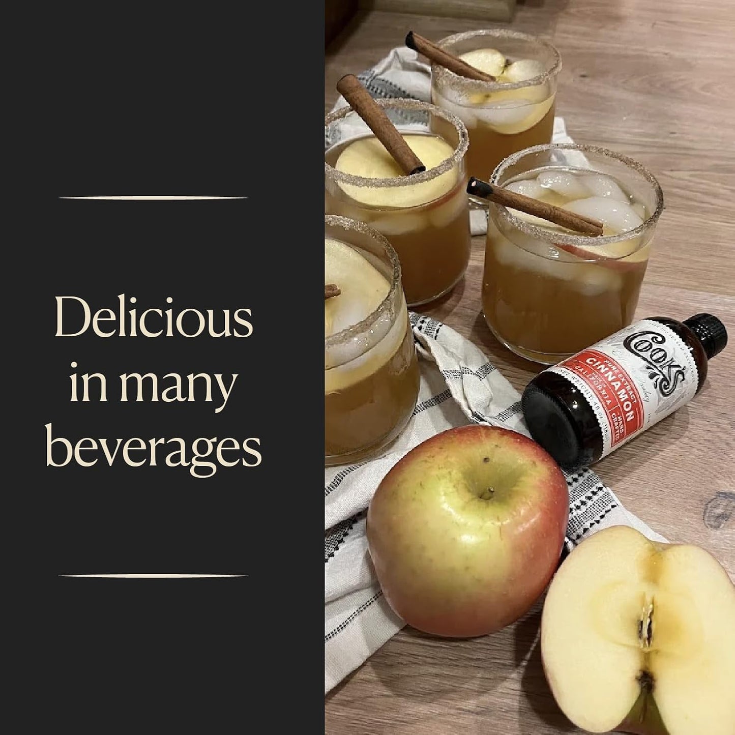 Cook's Pure Cinnamon Extract Made From Fine Ceylon Cinnamon, Premium All Natural Cinnamon Extract for Baking, Cooking, Beverages and Candies, 8 oz