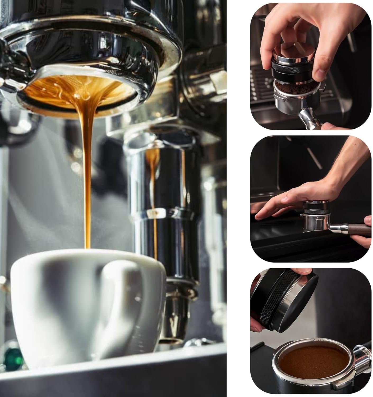 58mm Coffee Tamper and Distributor, Dual Head Coffee Leveler Fits for 58mm Portafilter, Adjustable Depth Espresso Hand Tampers, Professional Barista Espresso Distribution Tool