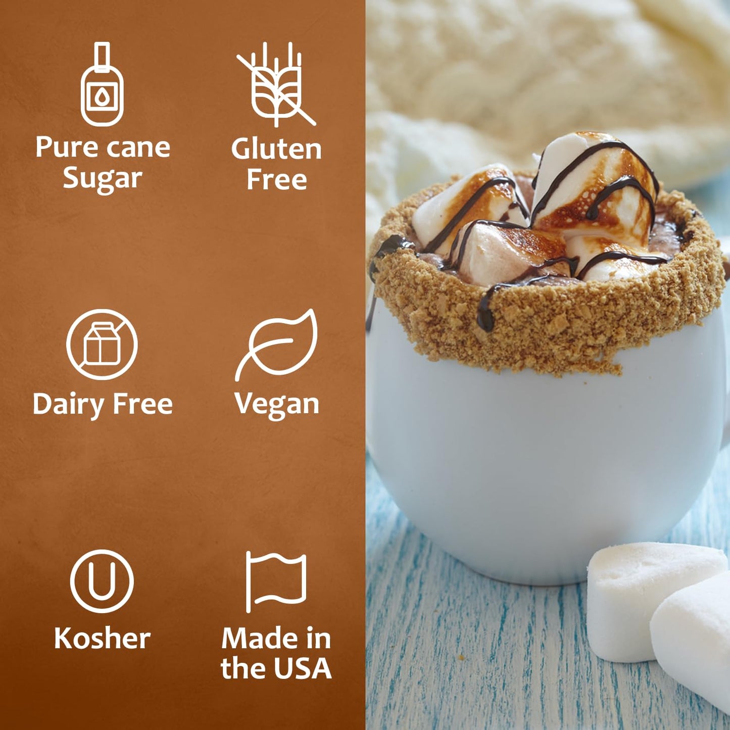 Syruvia S’mores Syrup for Coffee - 25.4 fl oz. Kosher and Gluten-Free. Perfect for Lattes, Smoothies, Shakes, Drinks, Desserts, and More.