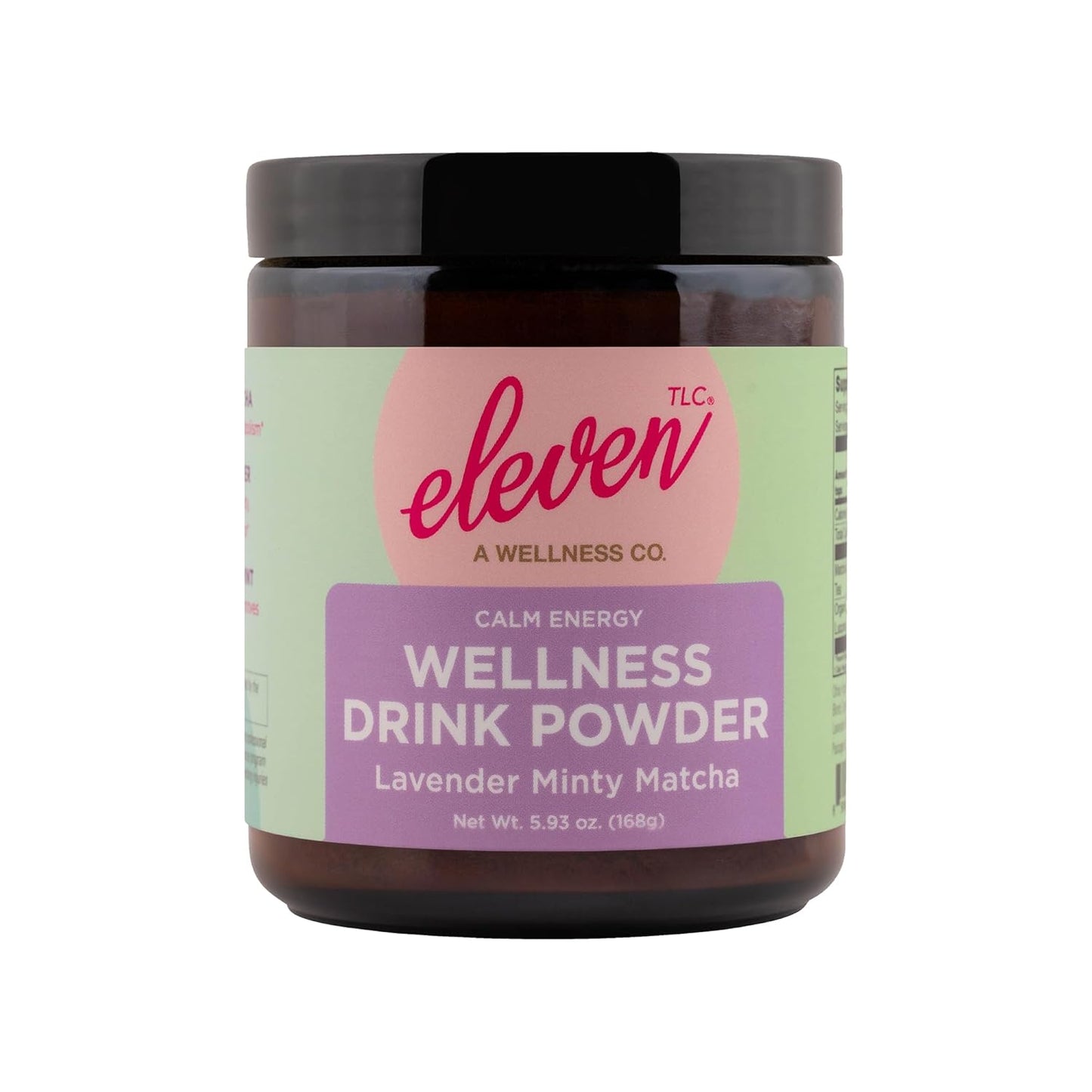 Eleven TLC Mint Matcha Powder with Lavender – Sugar-Free Japanese Green Tea for Lattes, Mocktails, Smoothies – Calm Energy, L'Theanine, Vegan, Low-Calorie, Barista-Approved Wellness Mix, Packaged Glass Jar