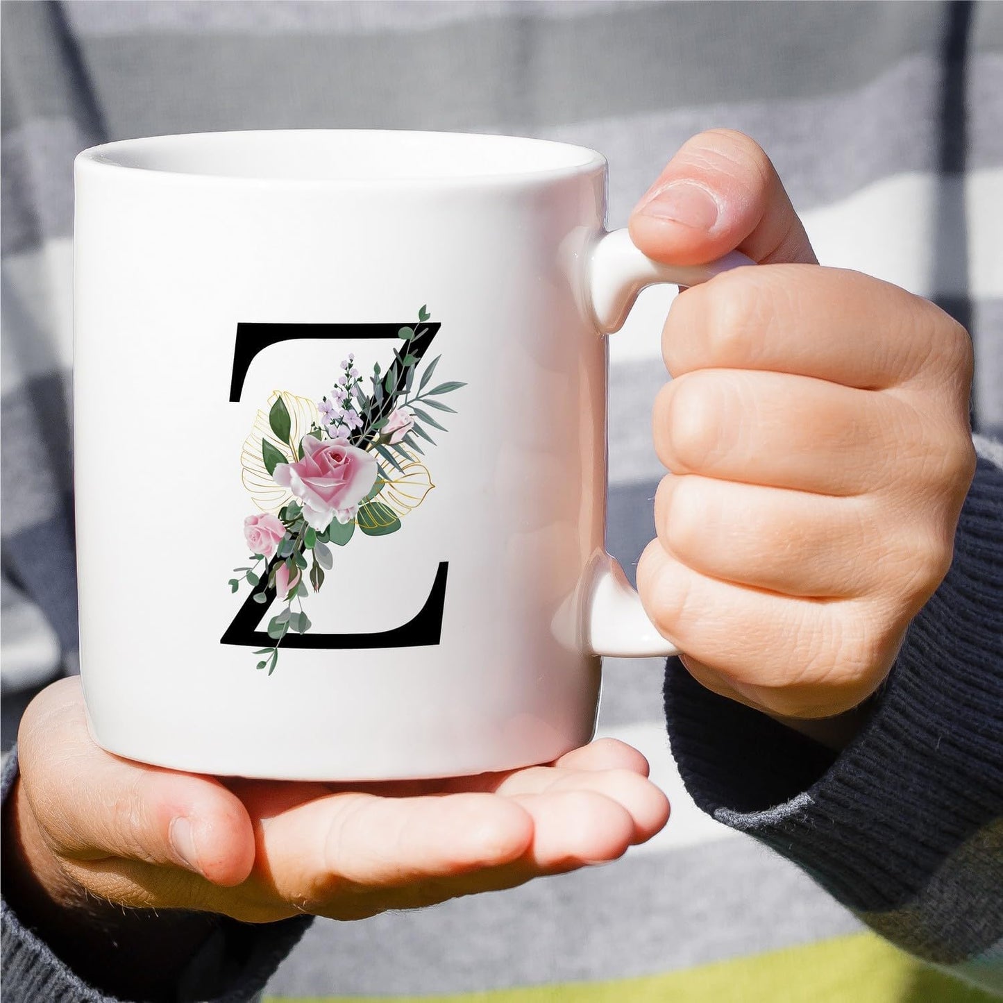 Retreez Initial A-Z Floral Botanical Bouquet Alphabet Monogrammed Monogram Mug 11 Oz Ceramic Tea Coffee Mugs - Appreciation Thank You Wedding Birthday Gifts for her friend coworker sister - Z Initial