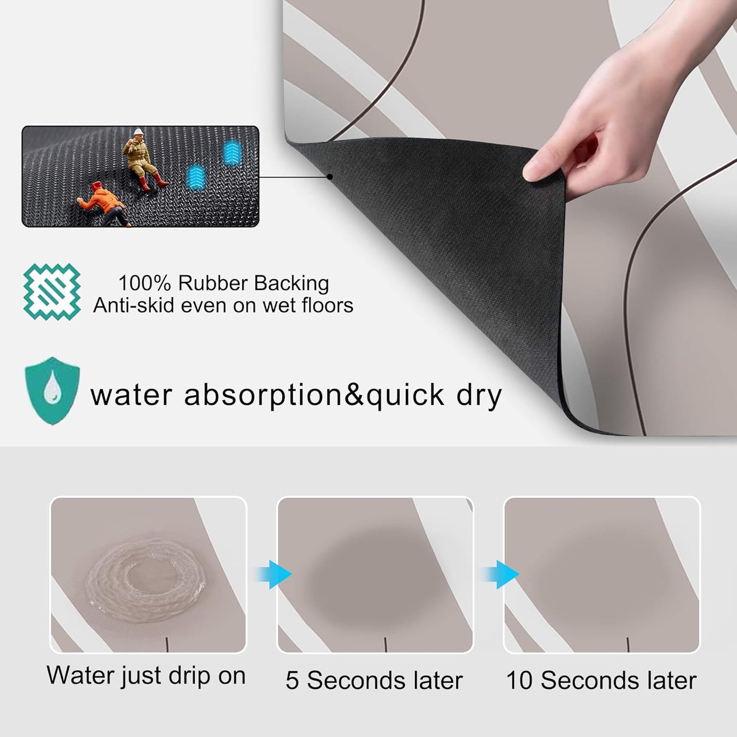 Golener Bar Mat Spill Mat,Counter Protector Absorbent Coffee Maker Spill Mat Under Espresso Maker rug,Heat Resistant Tamping Mat Protects Against Spills Water Proof Kitchen Decor,Use as Cup Mat