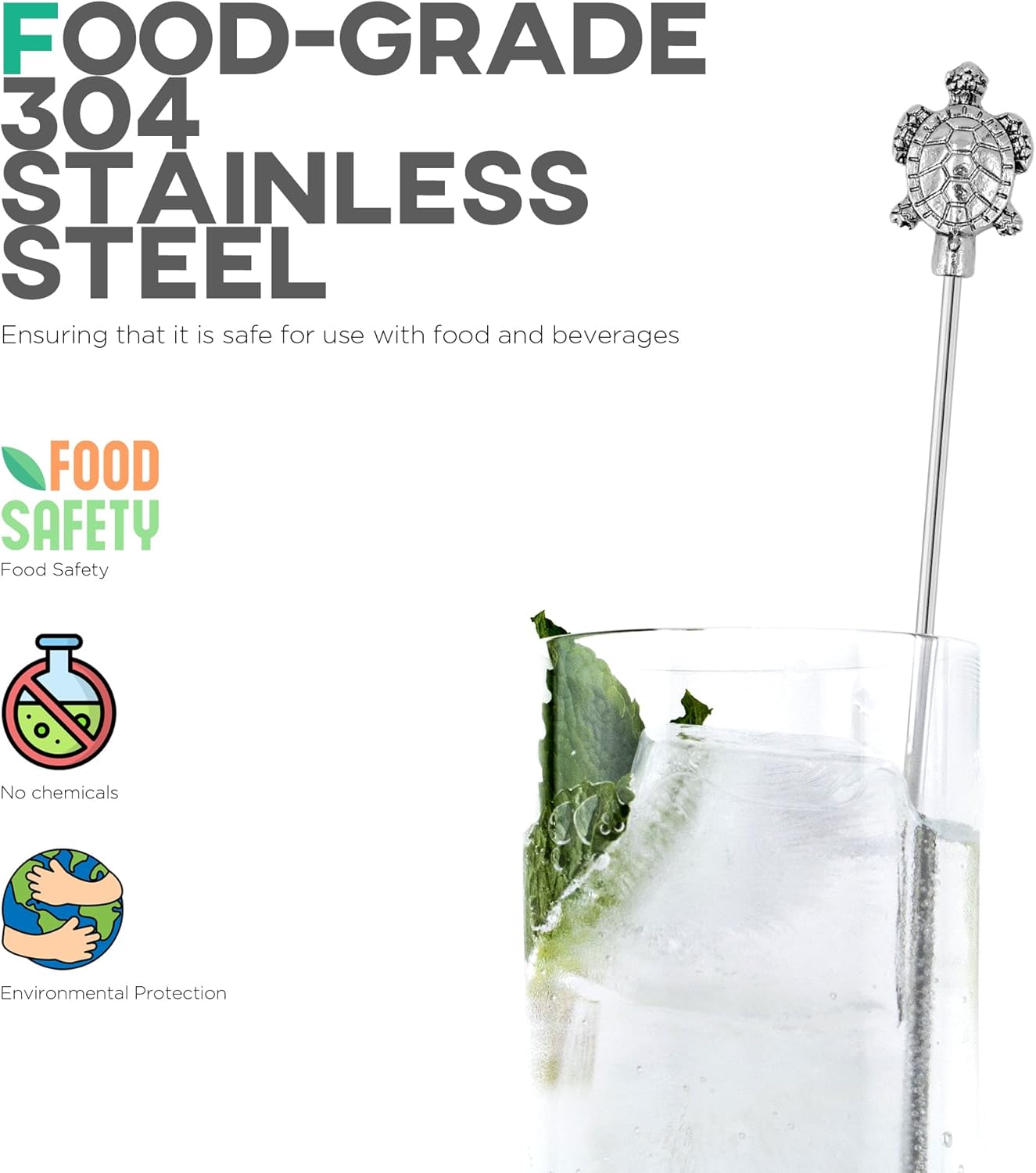 Homestia 7.5 Inches Stainless Steel Coffee Beverage Stirrers Drink Swizzle Stick with Animal Design, Set of 6 Cocktail Stirrers, Metal Cocktail Stir Sticks Stirring Drink Swizzle Stick Picks Tools