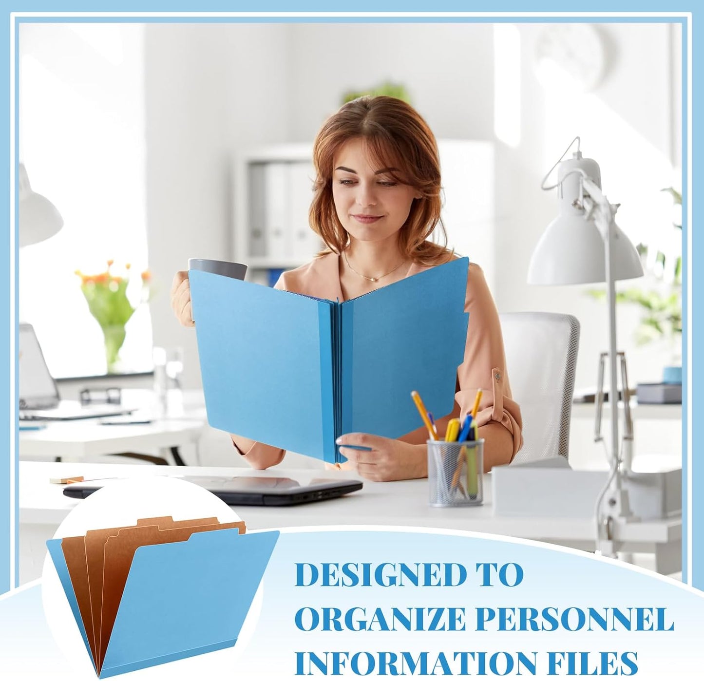 72 Pcs Classification Folders Letter Size, Back to School Supply for Teacher, Student, 3 Dividers Pressboard File Folder Bulk with 2 Fasteners, 3.5 Inch Expanding File Organizer (Blue)