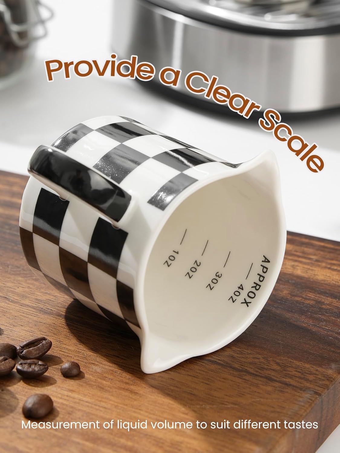 Espresso Cups, 5 OZ Ceramic Double Spouts Cups, Espresso Shot Cup with Handle and Measuring, Small Coffee Mugs Accessories for Espresso Machine Set Suitable for Milk Syrup