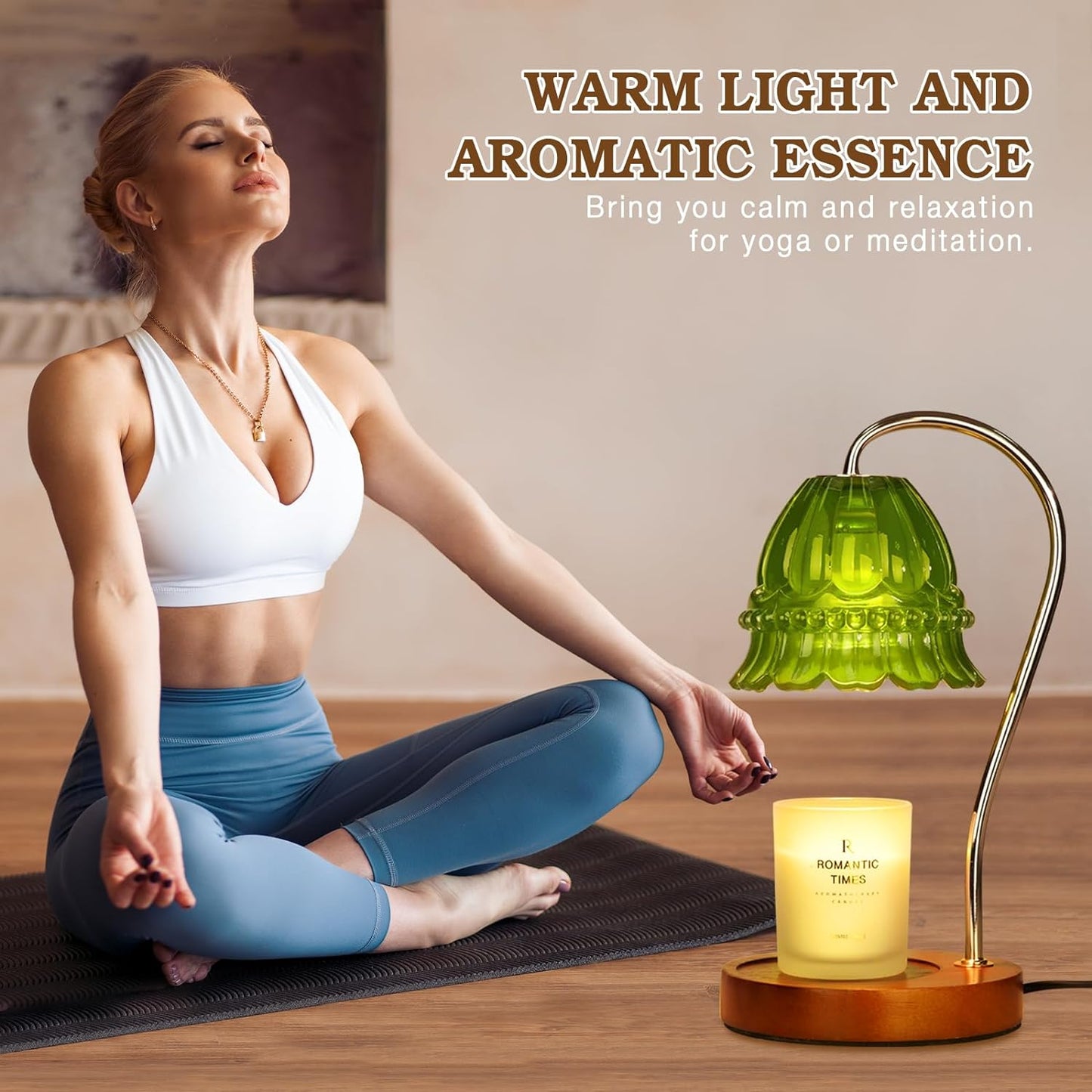 Dimmable Candle Warmer Lamp with Timer, Green Flower Candle Lamp Warmer for Jar Candles, Unique Women Mom Birthday Gifts Ideas, Fall Decor for Home Bedroom Living Room