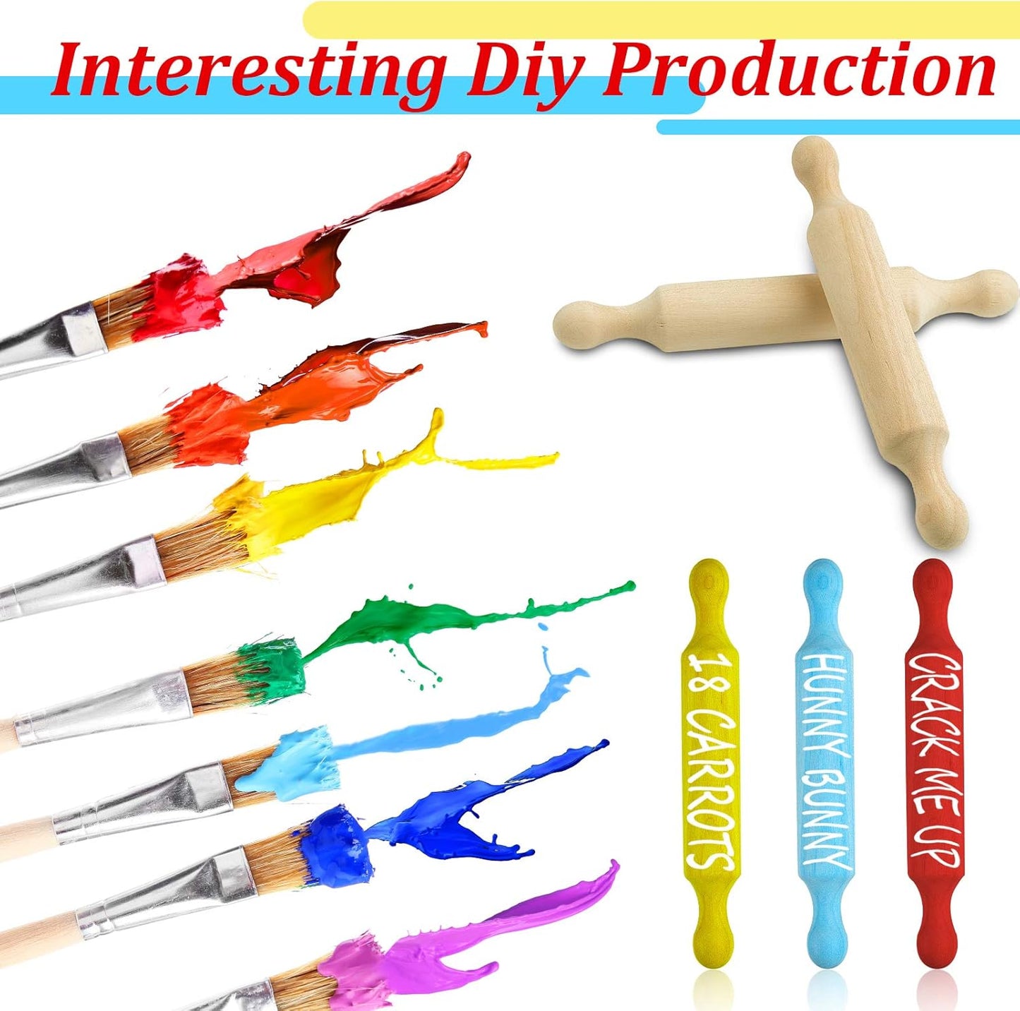 Suclain 20 Pcs Wooden Mini Rolling Pin Long Kitchen Baking Small Dough Rolling Pin for Children Fondant Pastry Pizza Crafting and Imaginative Play for Halloween and Christmas Presents (6 Inches)