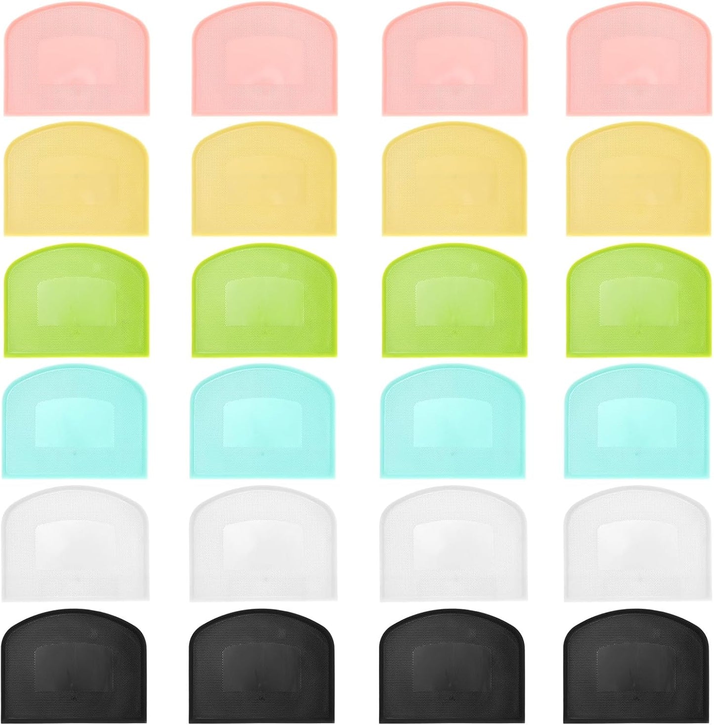 24 Pcs Plastic Dough Scraper Set Multipurpose Bench Cake Cutter Flexible Scraper Spatula for Cake Bread Pizza Food Pastry Icing Kitchen Baking Tool, 6 Colors