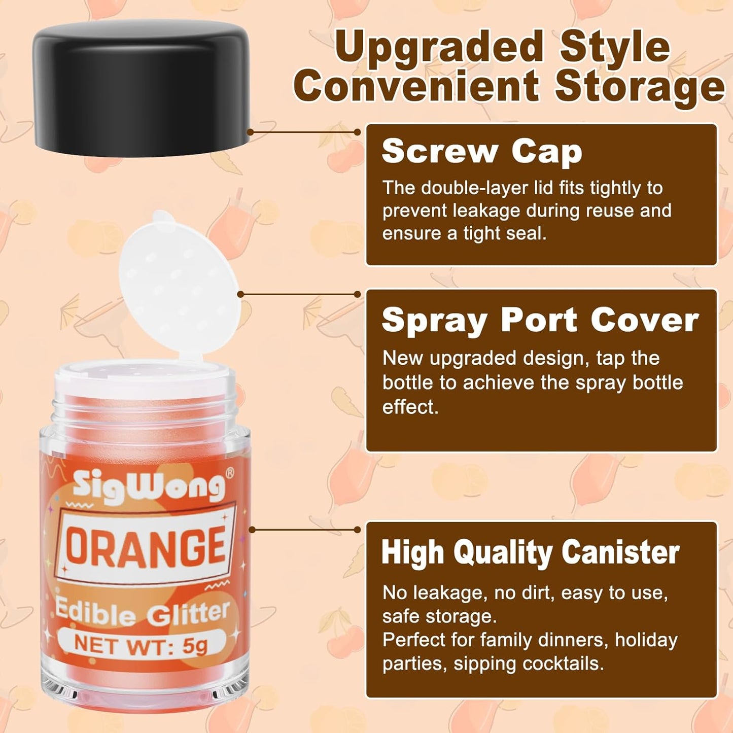 Edible Glitter Set - 15 Colors Food Grade Luster Dust, Edible Glitter Powder for Drinks, Cake Decorating, Chocolates, Fondant, Strawberries, Cupcakes, Candy, Cookie. Vegan - 5g/bottle