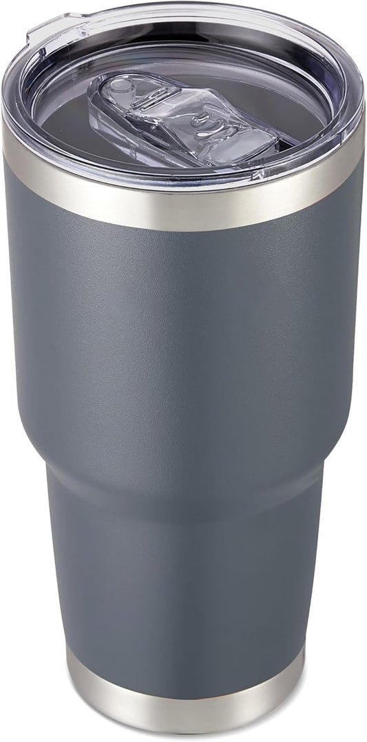 30 oz Tumbler with Lid Stainless Steel Tumblers Vacuum Insulated Cup Reusable Powder Coated Travel Mug Double Wall Leak Proof Portable Cups Keep Cold Drinks for 12 Hours, Gray, 1 Pack