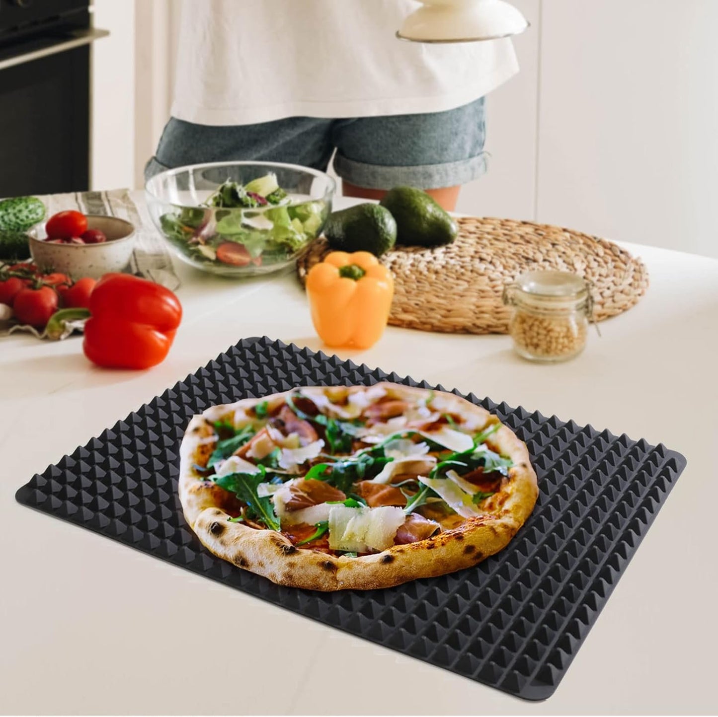 Silicone Baking Mat Red Pyramid Non Stick Bacon Microwave Tray Pastry Mats Red BBQ Grill Mat Baking Supplies oven Liners For Bottom Of Oven - 16 X 11''Silicone Mats For Kitchen Counter 1 Pack