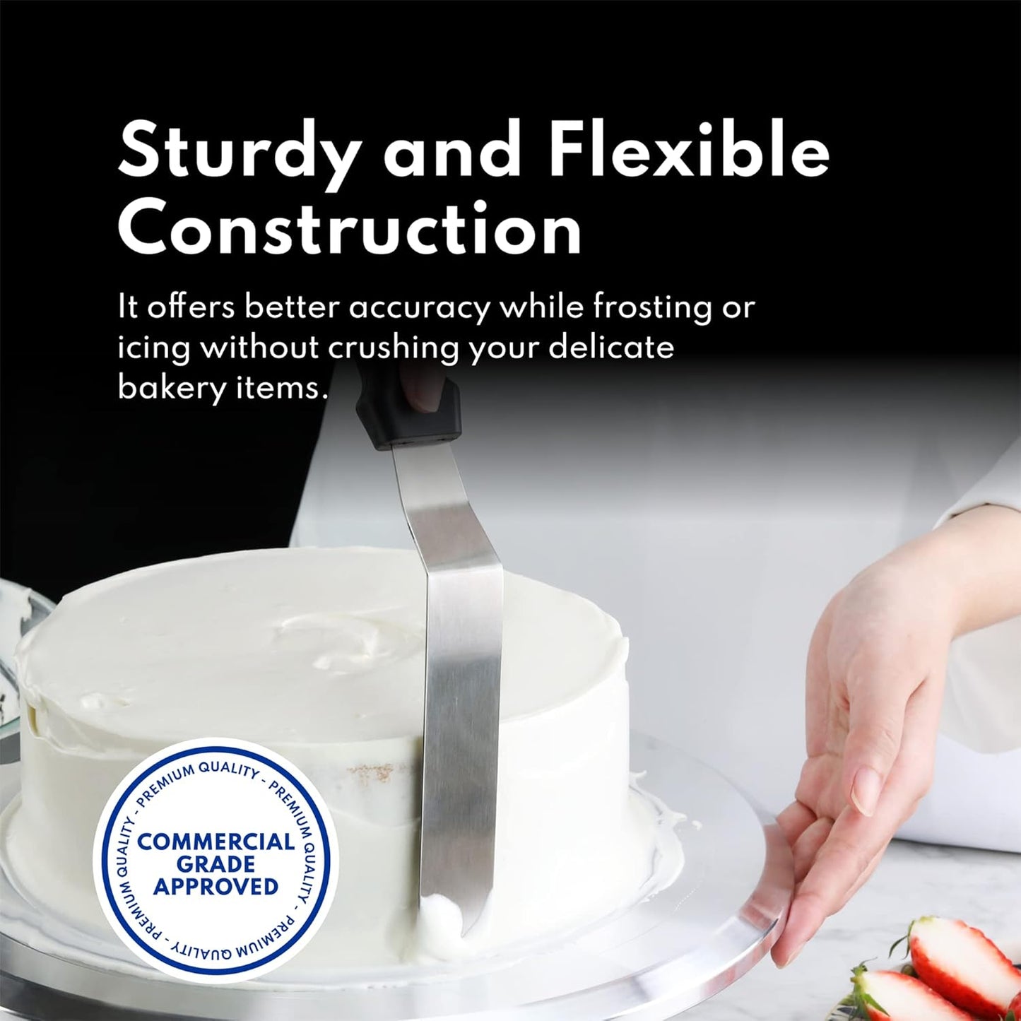 New Star Foodservice 38170 Angled Icing Spatula, 8-Inch Blade, 13-Inch Overall, Silver