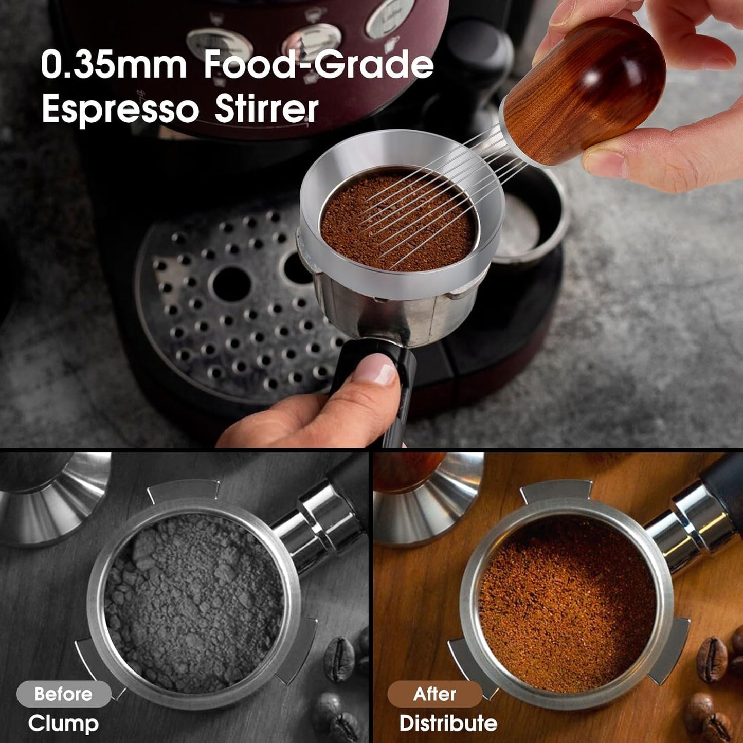 51mm Espresso Accessories Kit, WDT Tool, Dosing Funnel and Puck Screen Set, 316 Stainless Steel Needle Coffee Distribution Stirrer Fits Delonghi 51 mm Espresso Machines and Portafilter