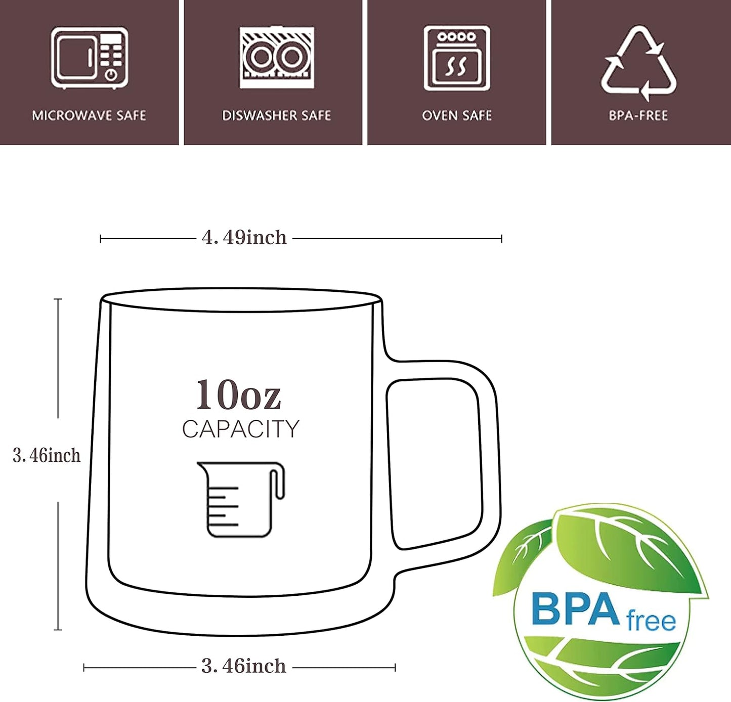 CNGLASS 10oz Glass Coffee Mugs,Double Wall Insulated Glass Mugs with Handle,Clear Espresso Mug for Latte,Cappuccino,Tea Bag,Set of 2