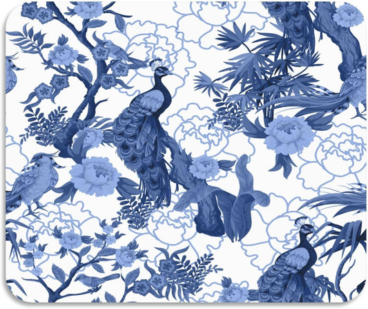 Blue Peacocks Birds Dish Drying Mat for Kitchen Counter, 23.6"x19.7" Coffee Bar, Super Absorbent Dish Drying Pad with Non-slip Rubber Backed, Quick Drying Mat for Coffee Machine Dish Drainer Ra