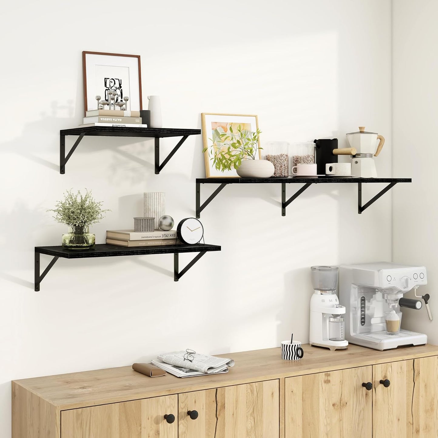 Dreamland Deep Floating Wall Shelves, Black Shelf, Large Floating Shelf 12 * 24 inchSet of 2 Bathroom Wall Shelves Bookshelf for Living Room Bedroom Home Office