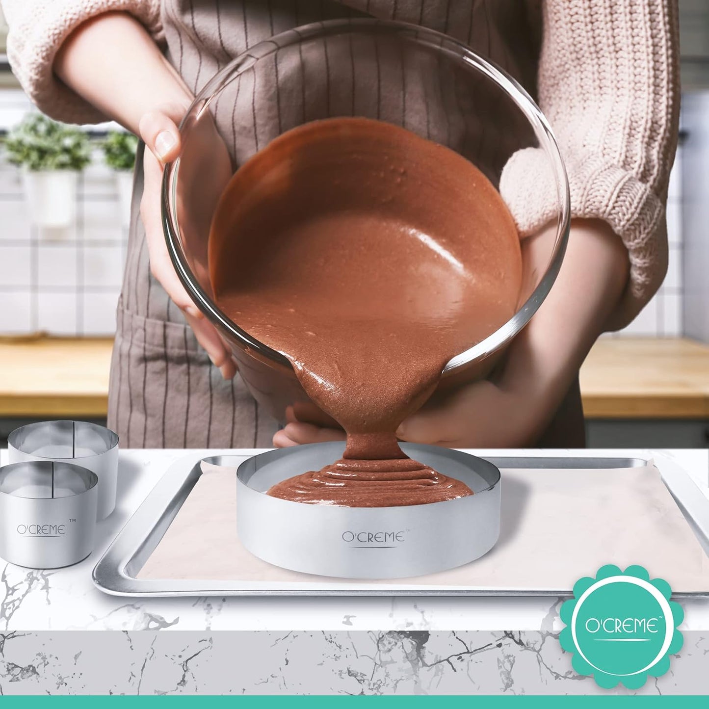 O'Creme Cake Ring Sturdy Stainless Steel Round Mousse Cake Ring Mold for Baking, Dessert Cake Decorating Pastry Rings 10 Inch Diameter x 2-1/2 Inch High