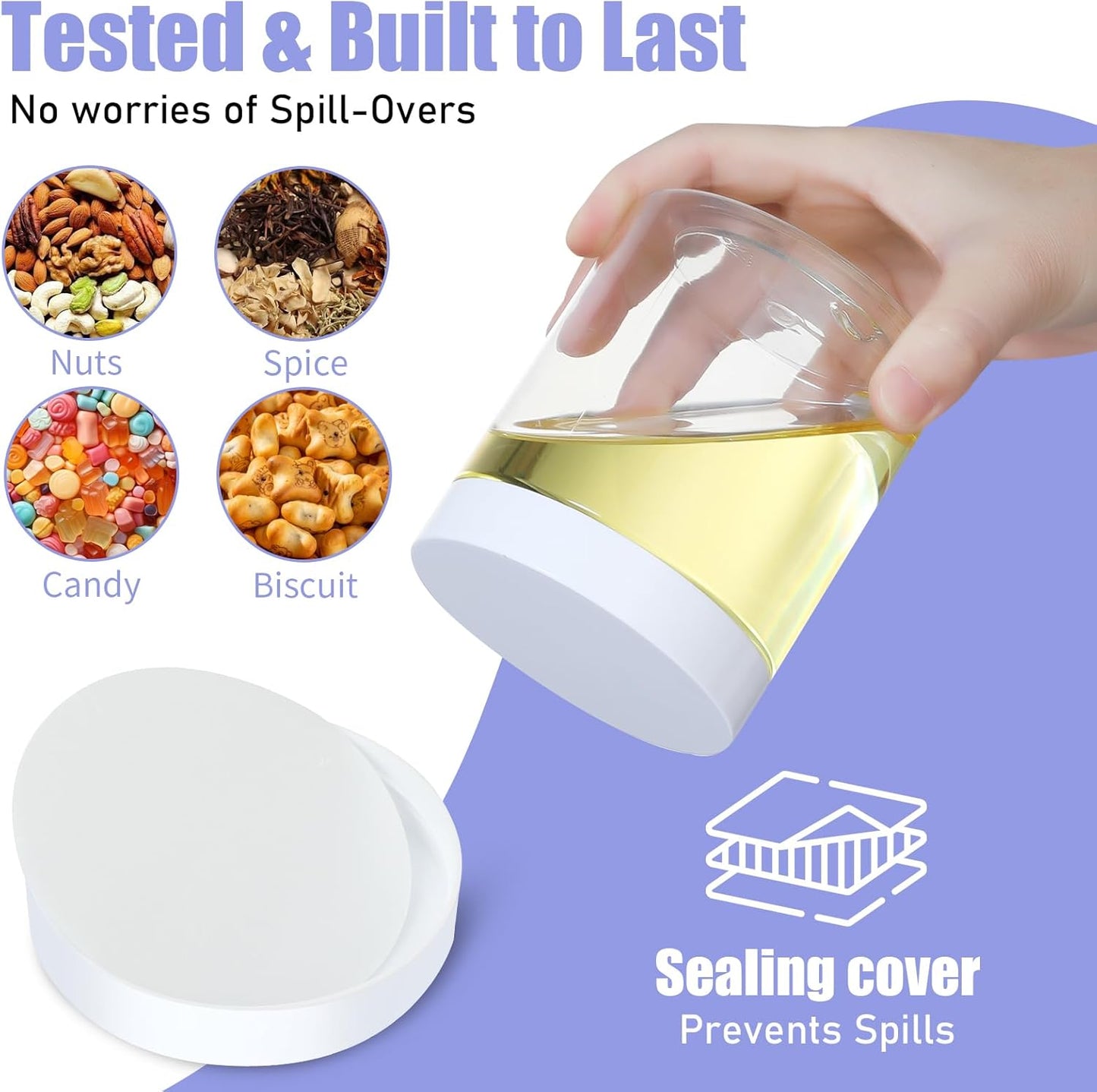 Plastic Jars with Lids, 16 oz Plastic Containers with Lids Clear Airtight Container Storage Jar Mason Jars for Dry Food Peanut Butter Honey Jam Cosmetics, Pack of 16 (16 PCS White Lids)